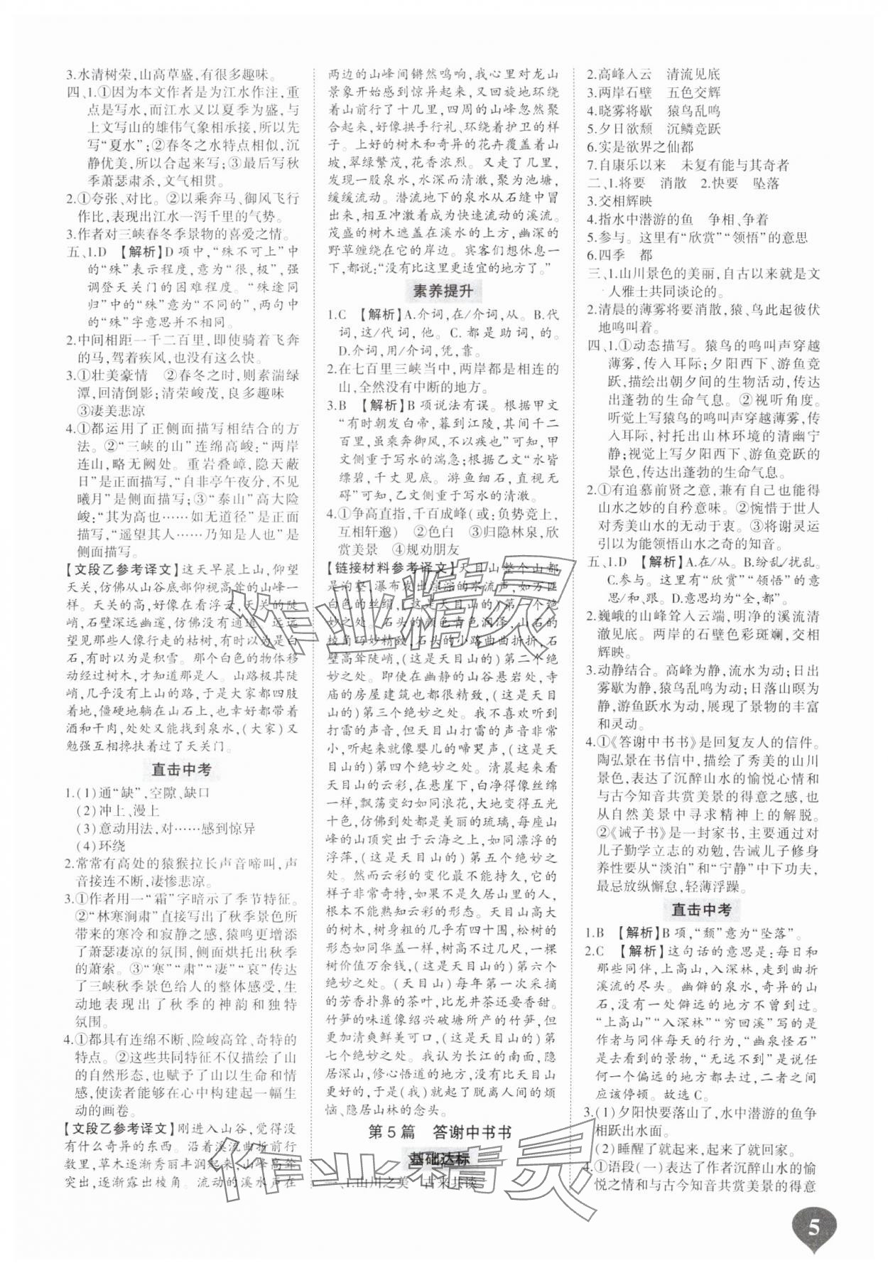 2025年中考古詩文閱讀河南專版&nbsp;參考答案第4頁