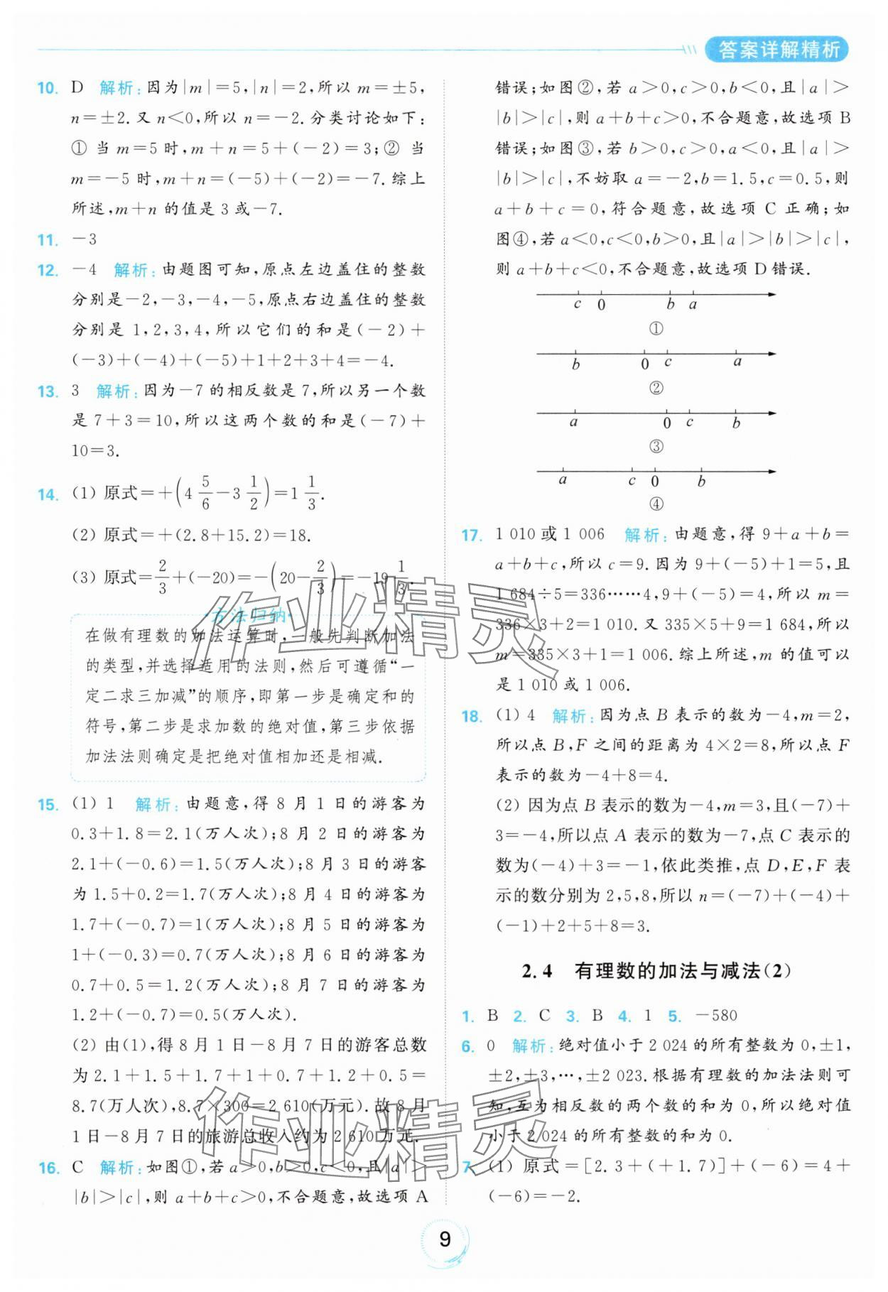 2024年亮點(diǎn)給力全優(yōu)練霸七年級數(shù)學(xué)上冊蘇科版 參考答案第9頁