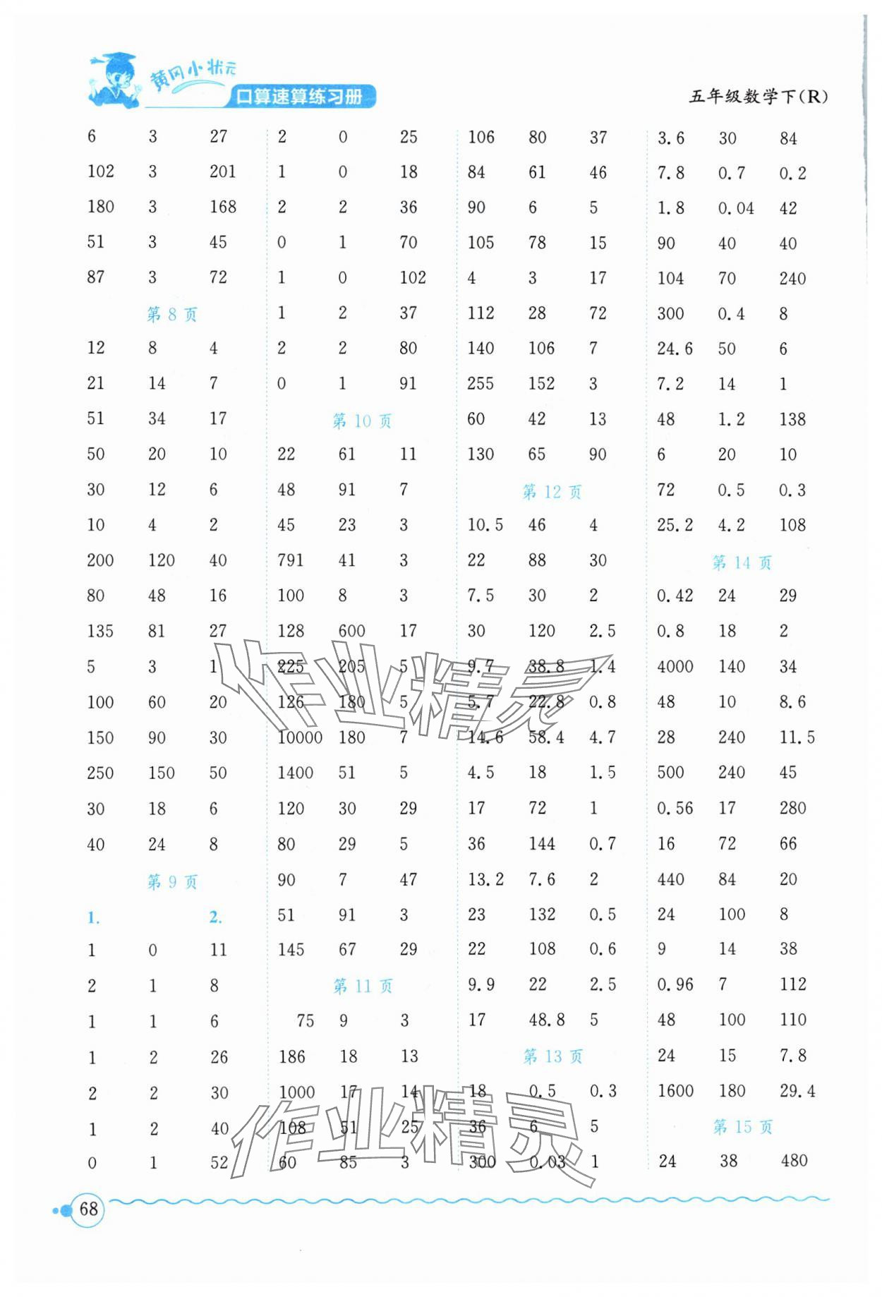 2024年黃岡小狀元口算速算練習(xí)冊五年級數(shù)學(xué)下冊人教版 第2頁