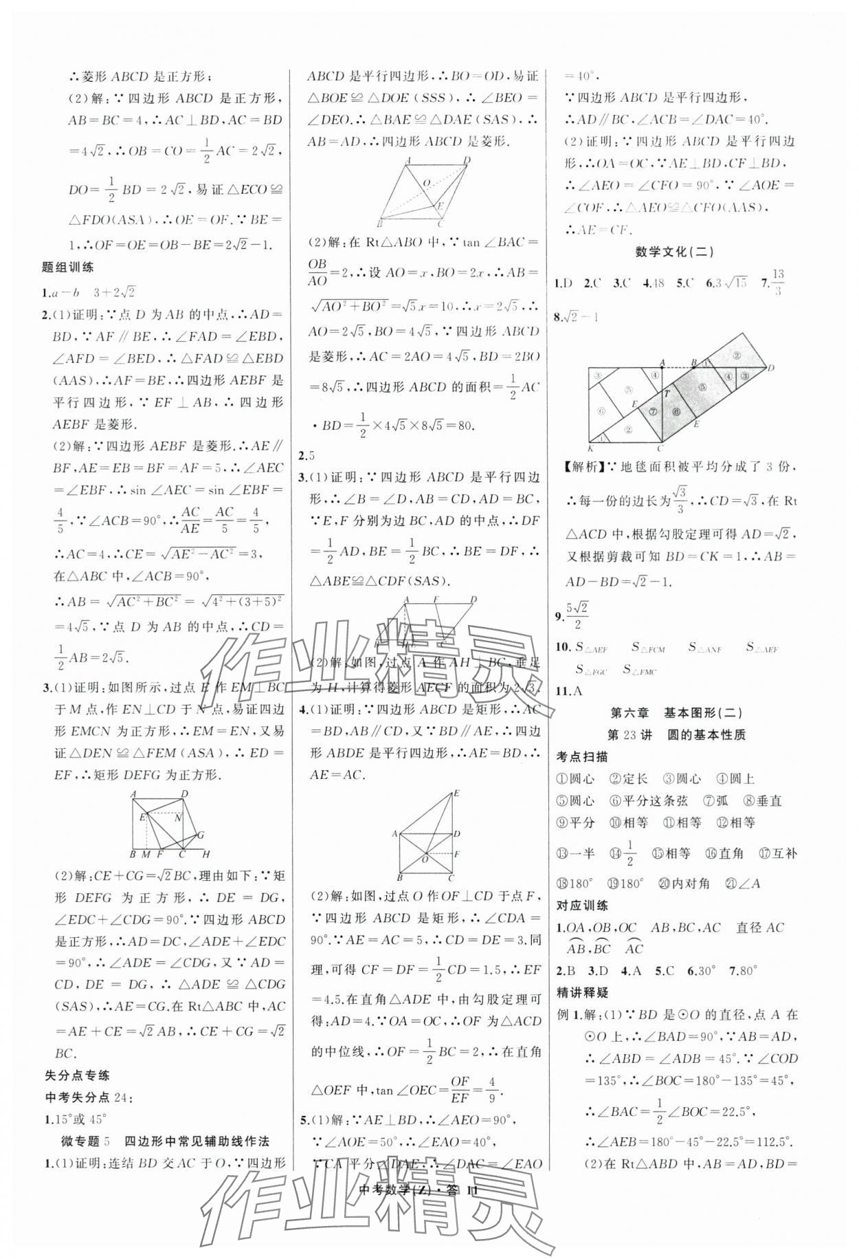 2024年名師面對(duì)面中考滿分特訓(xùn)方案數(shù)學(xué)浙江專版 參考答案第11頁(yè)