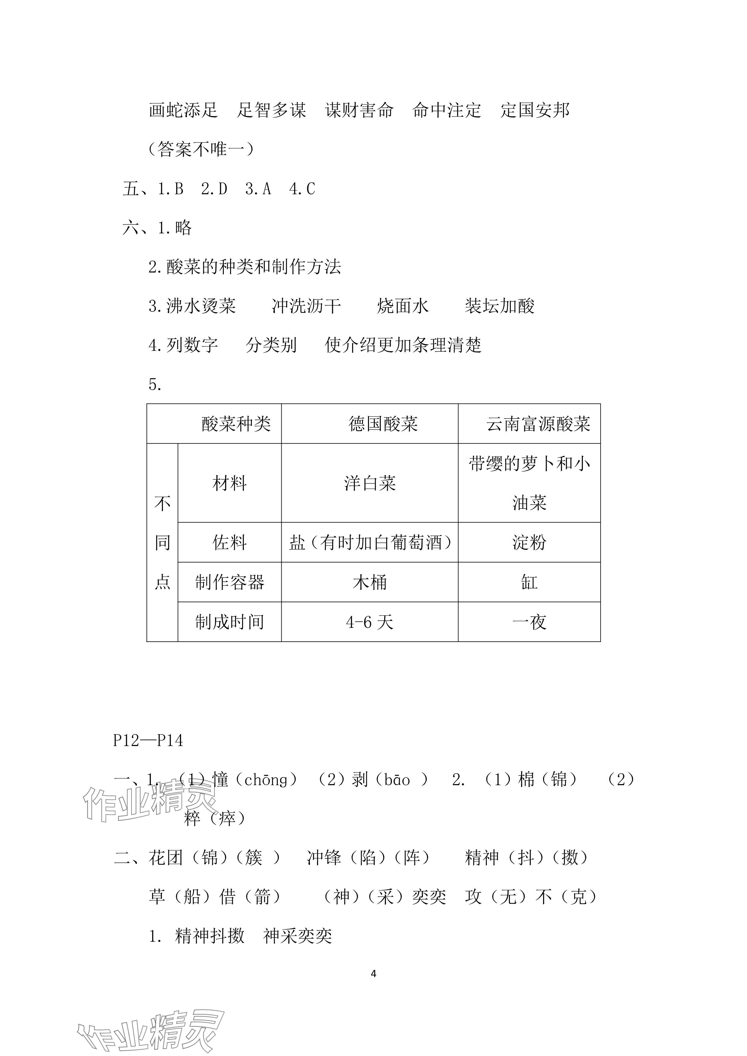 2024年暑假作业安徽少年儿童出版社五年级语文人教版 参考答案第4页