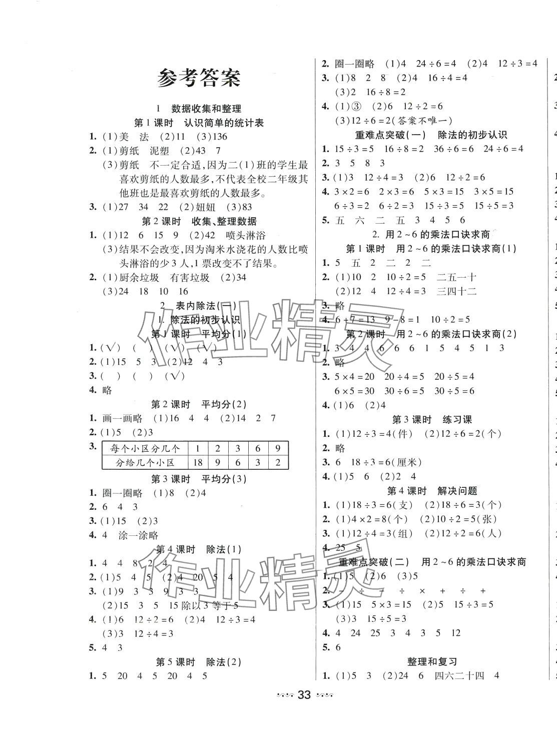 2024年輕松練一線課堂二年級數學下冊人教版 參考答案第1頁