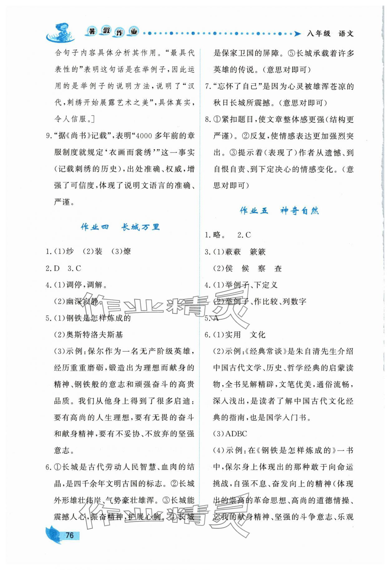 2025年實(shí)驗(yàn)教材新學(xué)案暑假作業(yè)八年級(jí)語(yǔ)文人教版 參考答案第3頁(yè)