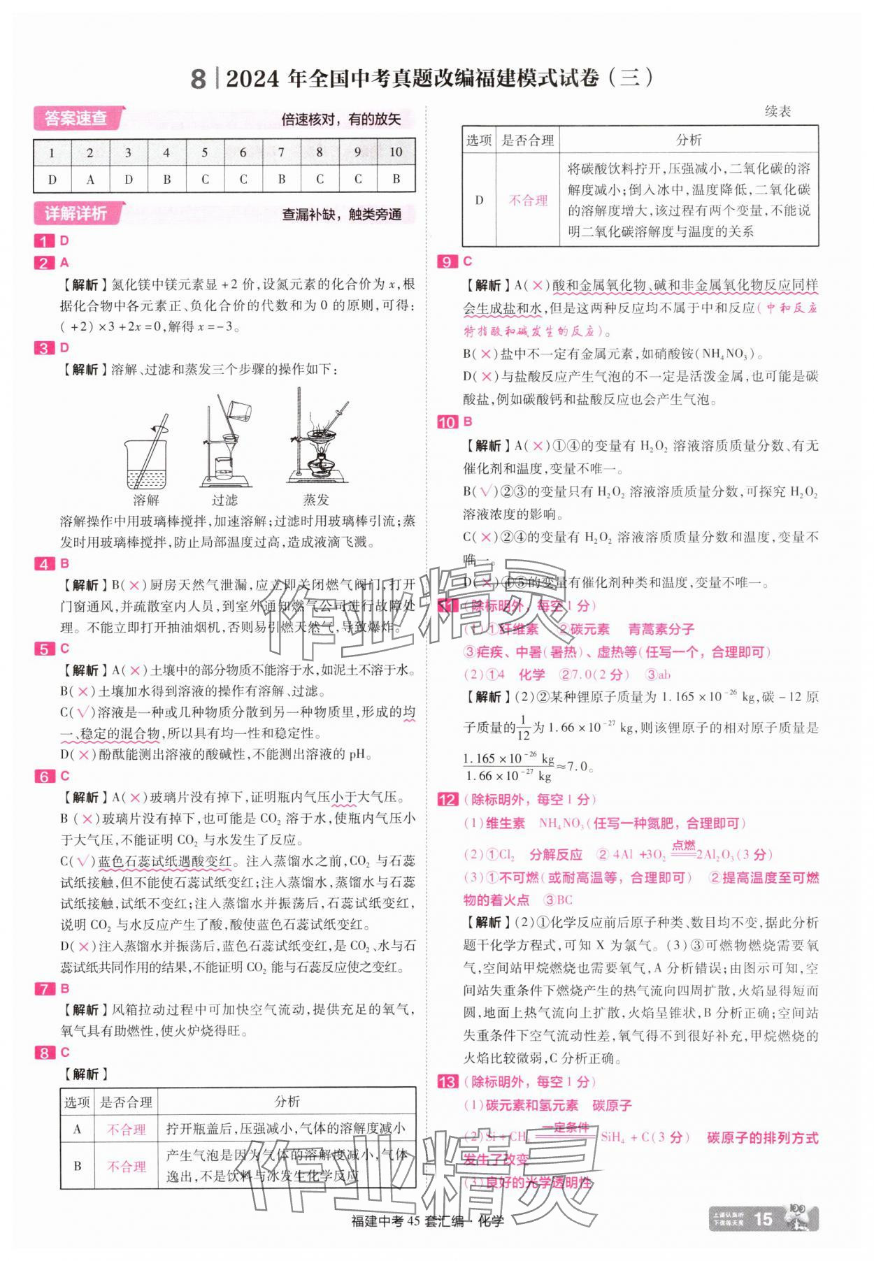 2025年金考卷福建中考45套匯編化學(xué) 參考答案第15頁(yè)