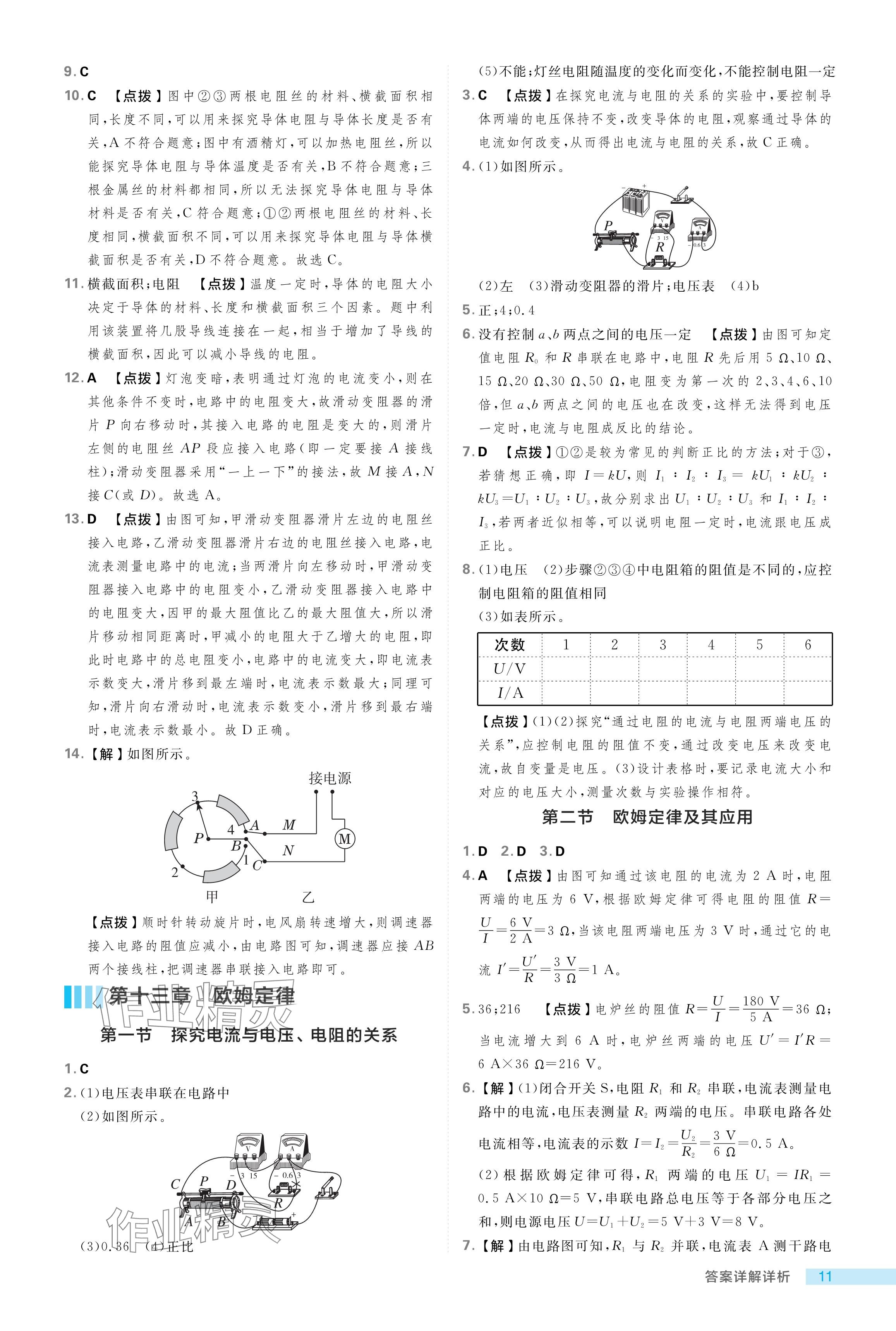 2024年綜合應(yīng)用創(chuàng)新題典中點(diǎn)九年級(jí)物理上冊(cè)魯科版54制 參考答案第11頁(yè)