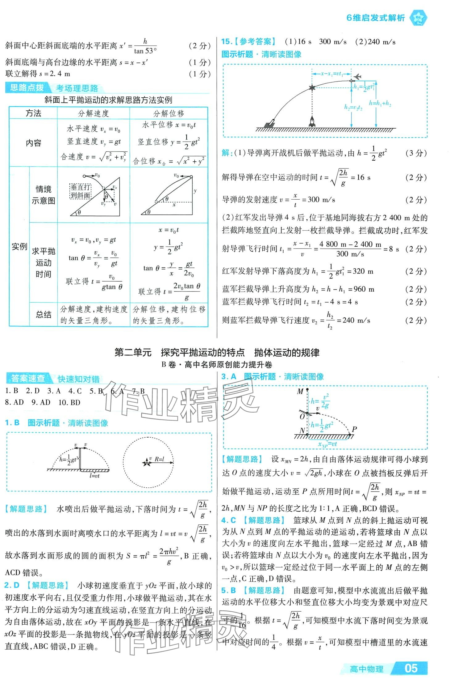 2024年金考卷活頁(yè)題選單元雙測(cè)卷高中物理必修第二冊(cè)人教版 第5頁(yè)