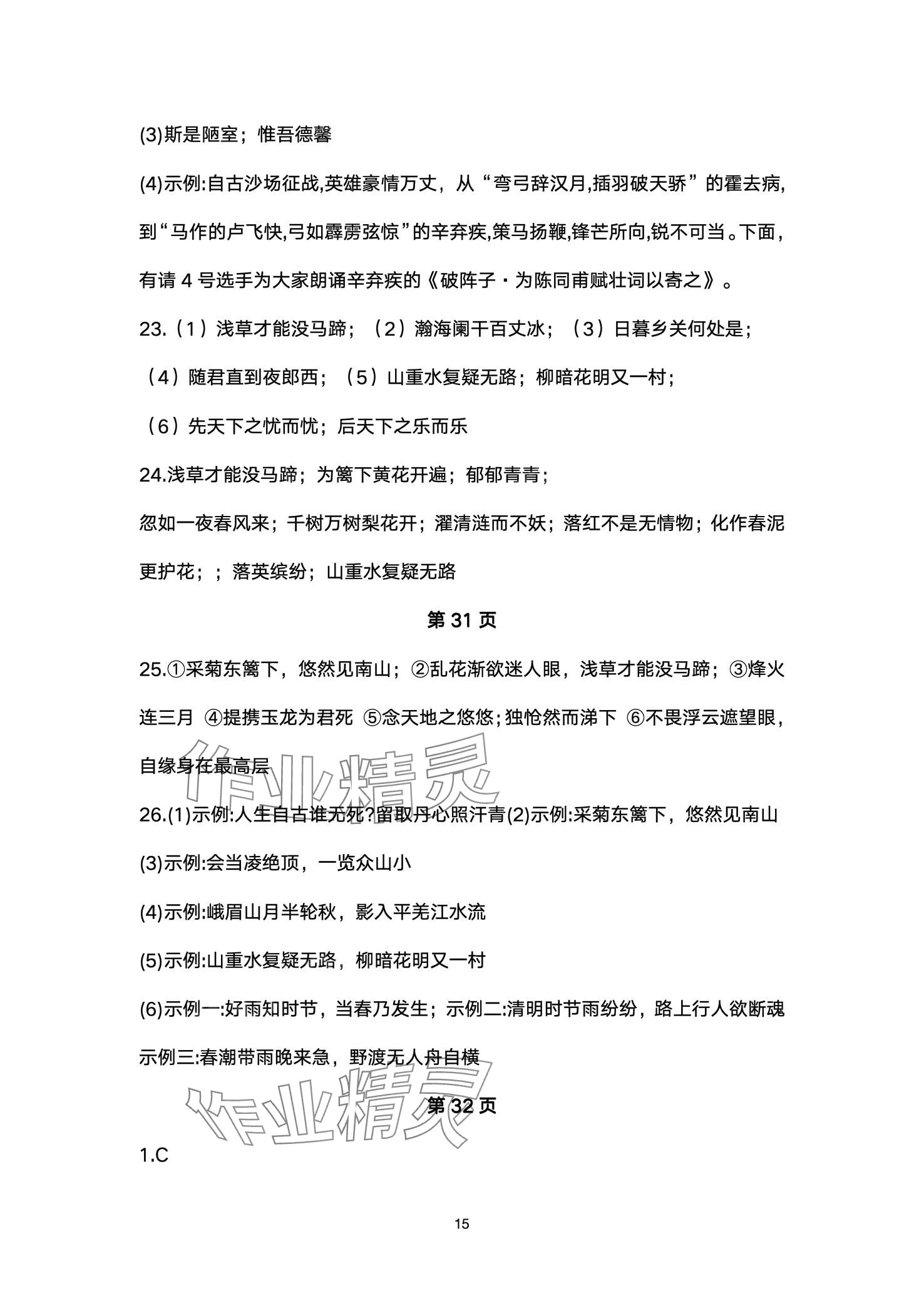 2024年超级课堂中考冲刺语文湖北专版&nbsp;第15页