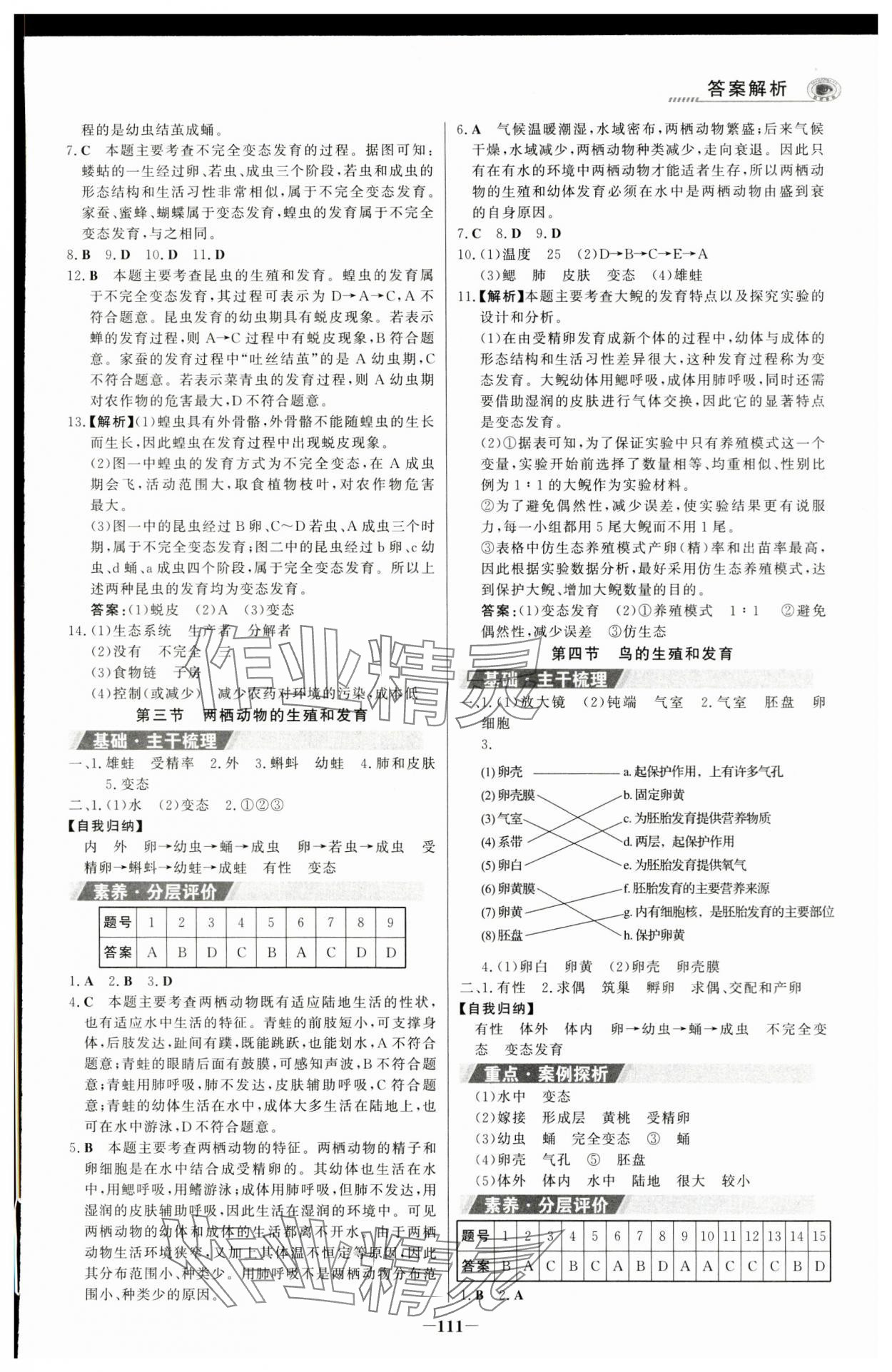 2024年世紀(jì)金榜金榜學(xué)案八年級生物下冊人教版河南專版 參考答案第2頁