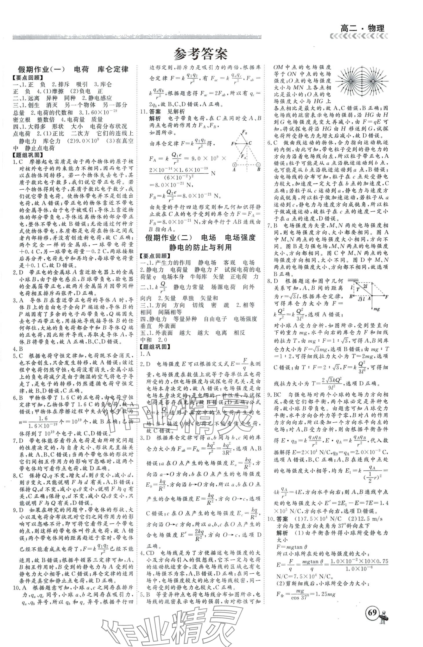 2024年快樂(lè)假期黑龍江教育出版社高二物理 第1頁(yè)