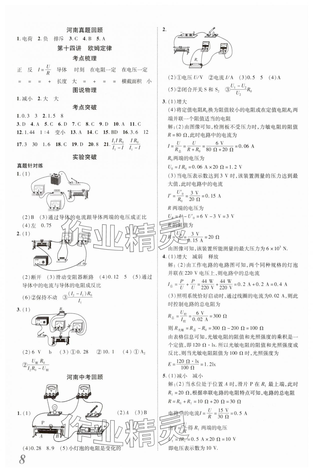 2024年新思路鄭州大學(xué)出版社物理河南專版 參考答案第7頁