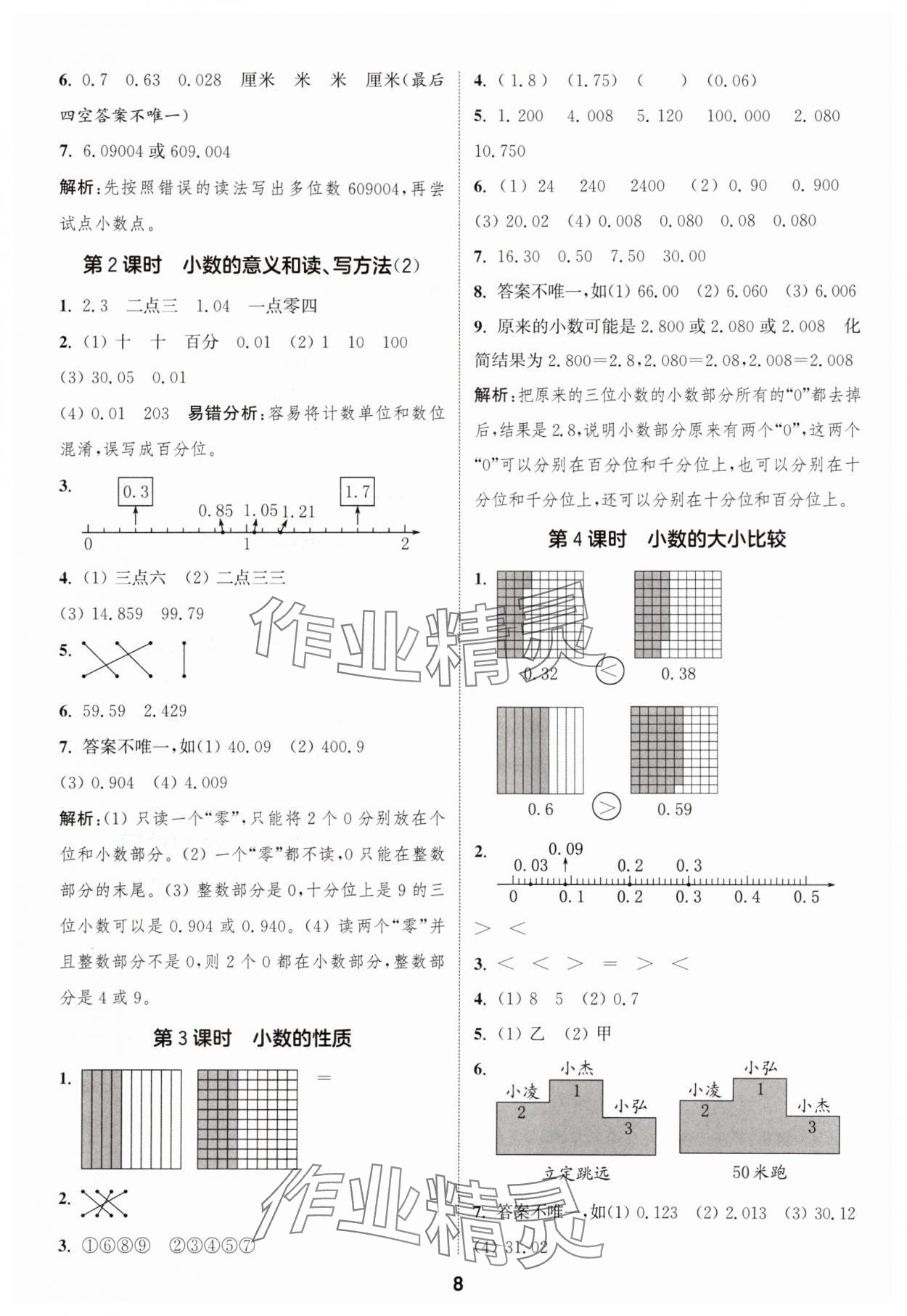 2025年通成學(xué)典課時作業(yè)本五年級數(shù)學(xué)上冊蘇教版蘇州專版 參考答案第8頁