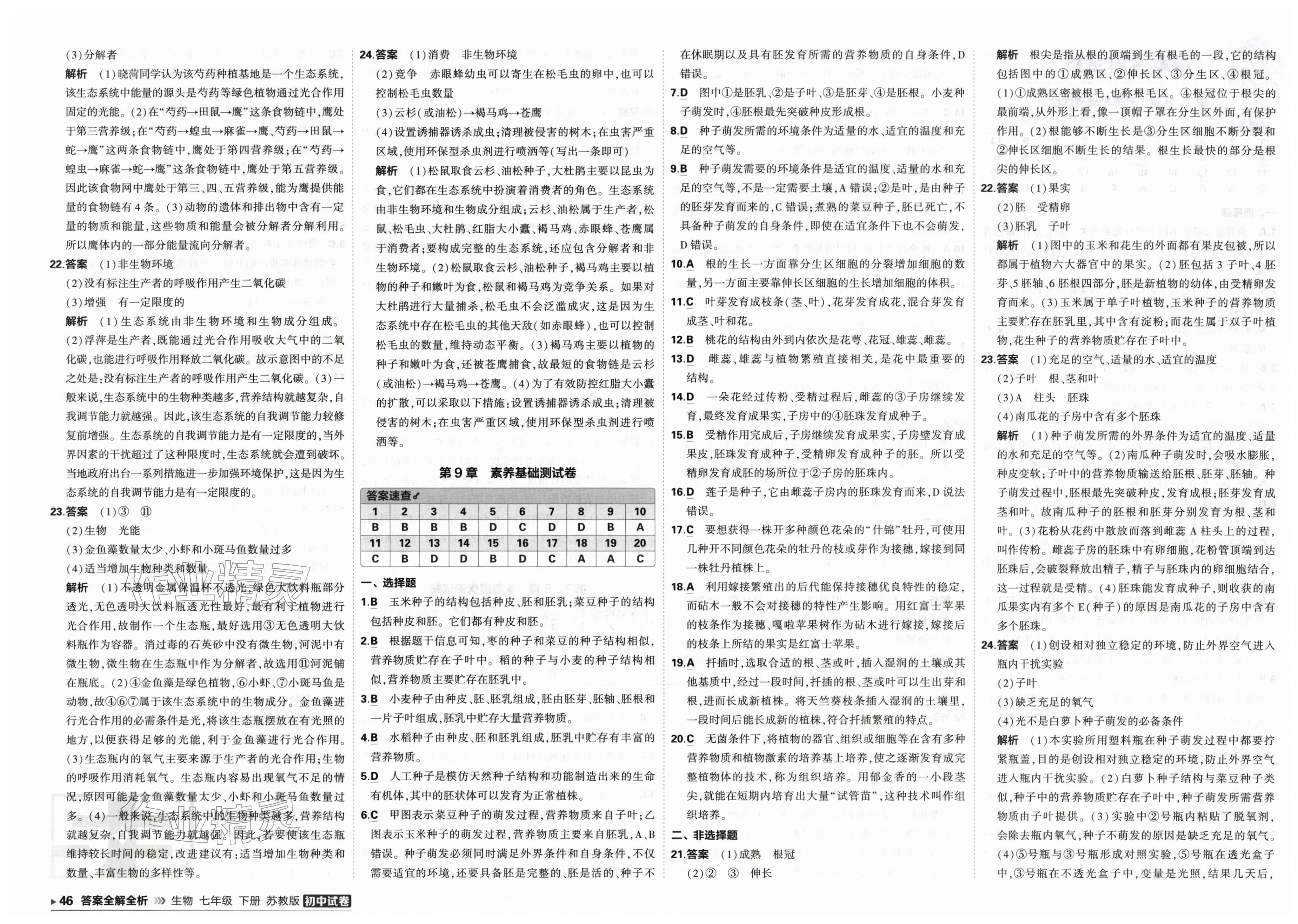 2026年5年中考3年模拟初中试卷七年级生物下册苏教版&nbsp;第2页