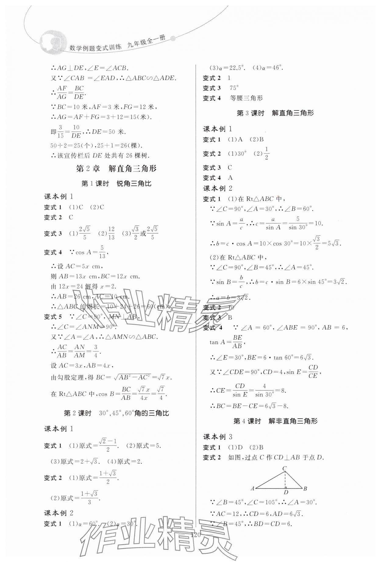 2024年例題變式九年級數學全一冊青島版 第4頁