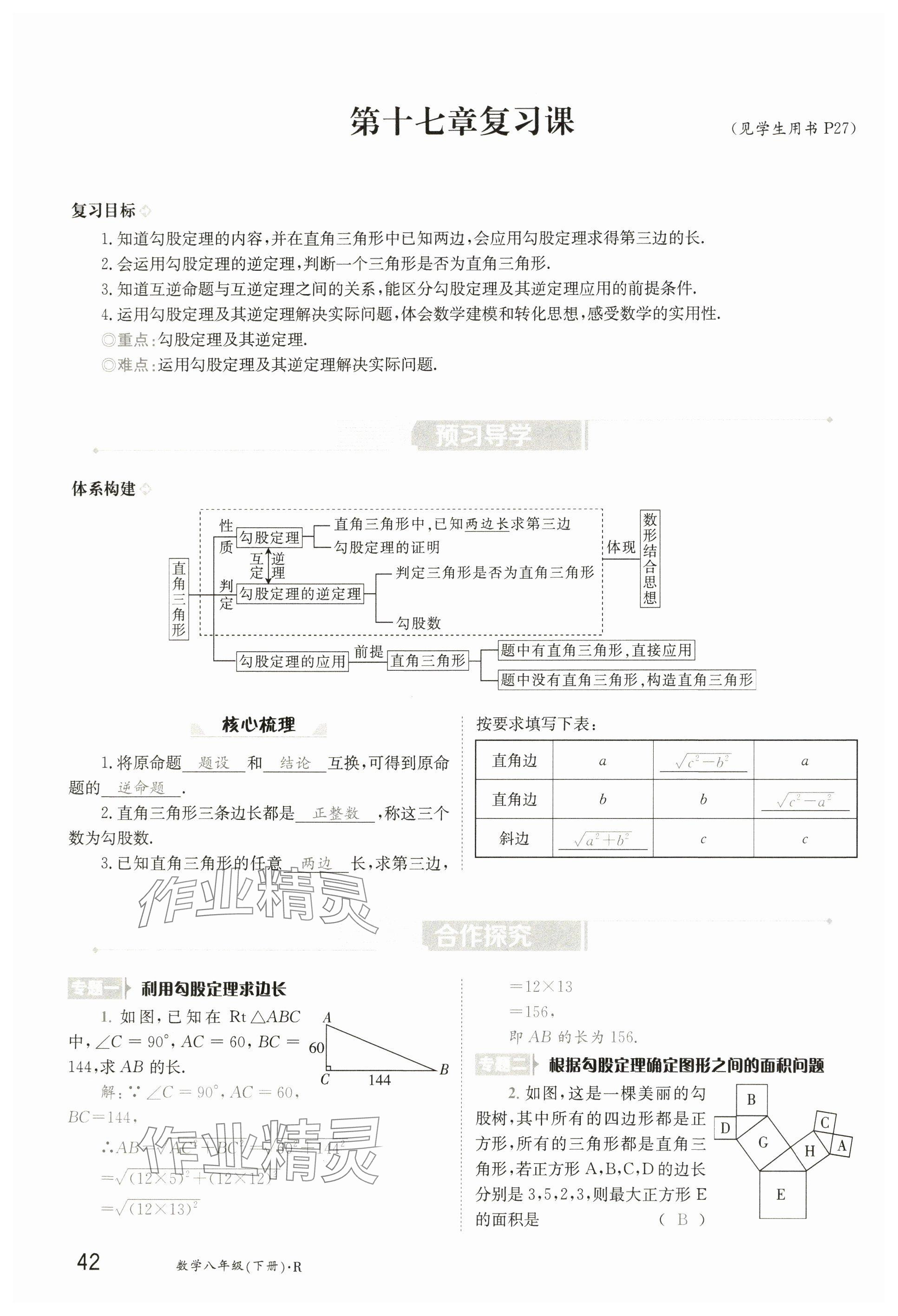 2025年金太陽(yáng)導(dǎo)學(xué)案八年級(jí)數(shù)學(xué)下冊(cè)人教版 參考答案第41頁(yè)
