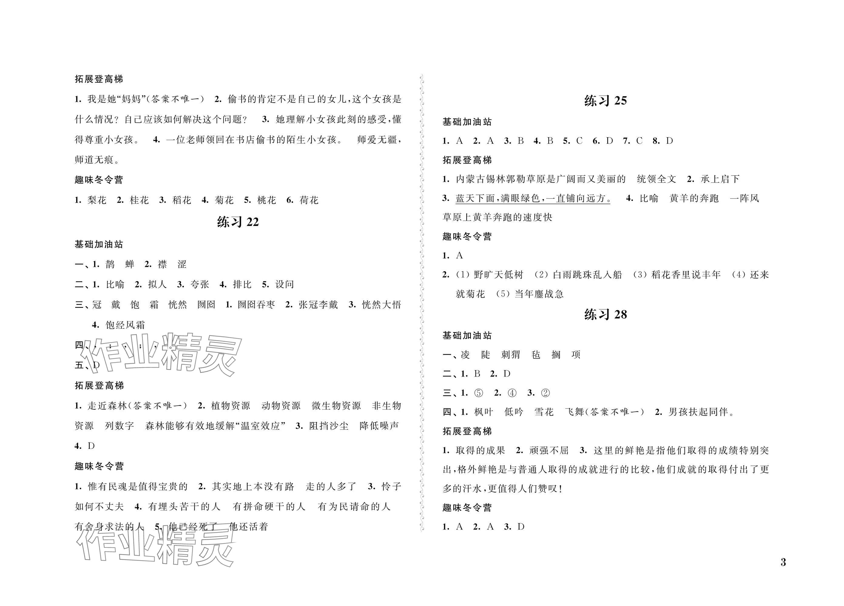 2025年快樂假期寒假作業(yè)六年級語文數(shù)學(xué)英語合訂本江蘇鳳凰科學(xué)技術(shù)出版社 參考答案第3頁