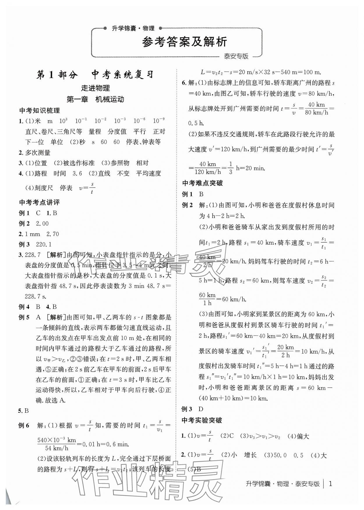 2024年升学锦囊物理泰安专版 第1页