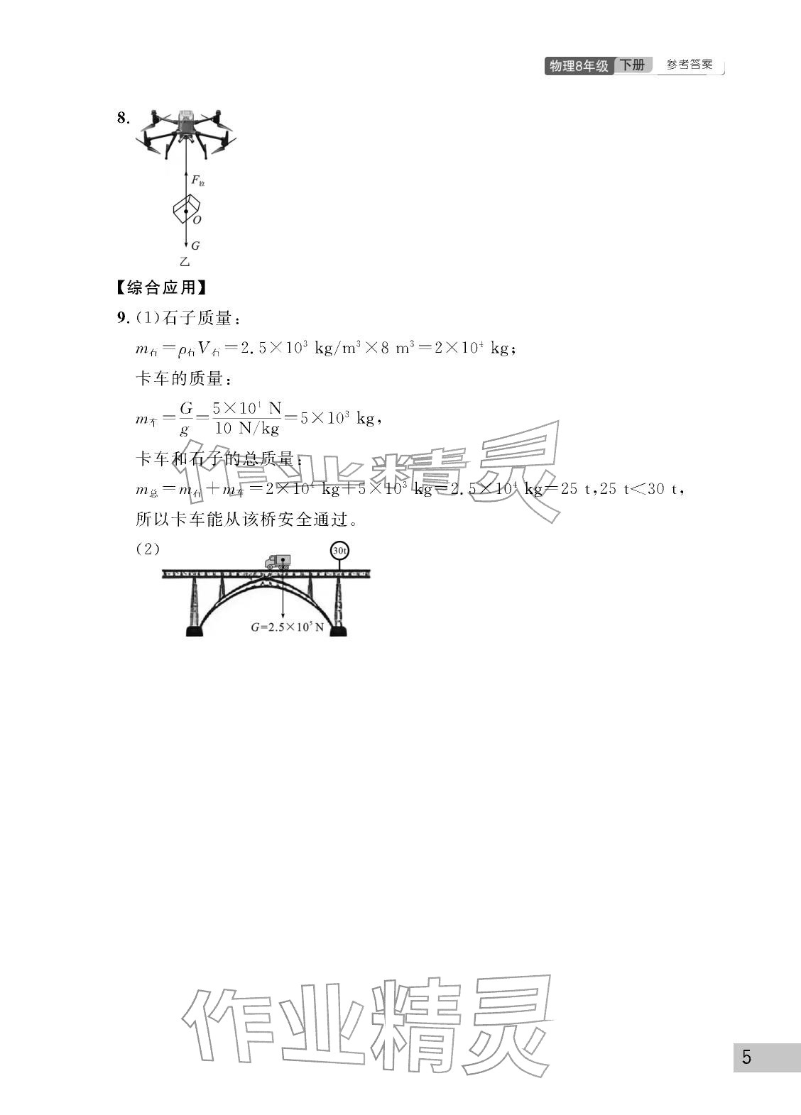 2026年课堂作业武汉出版社八年级物理下册人教版&nbsp;参考答案第5页