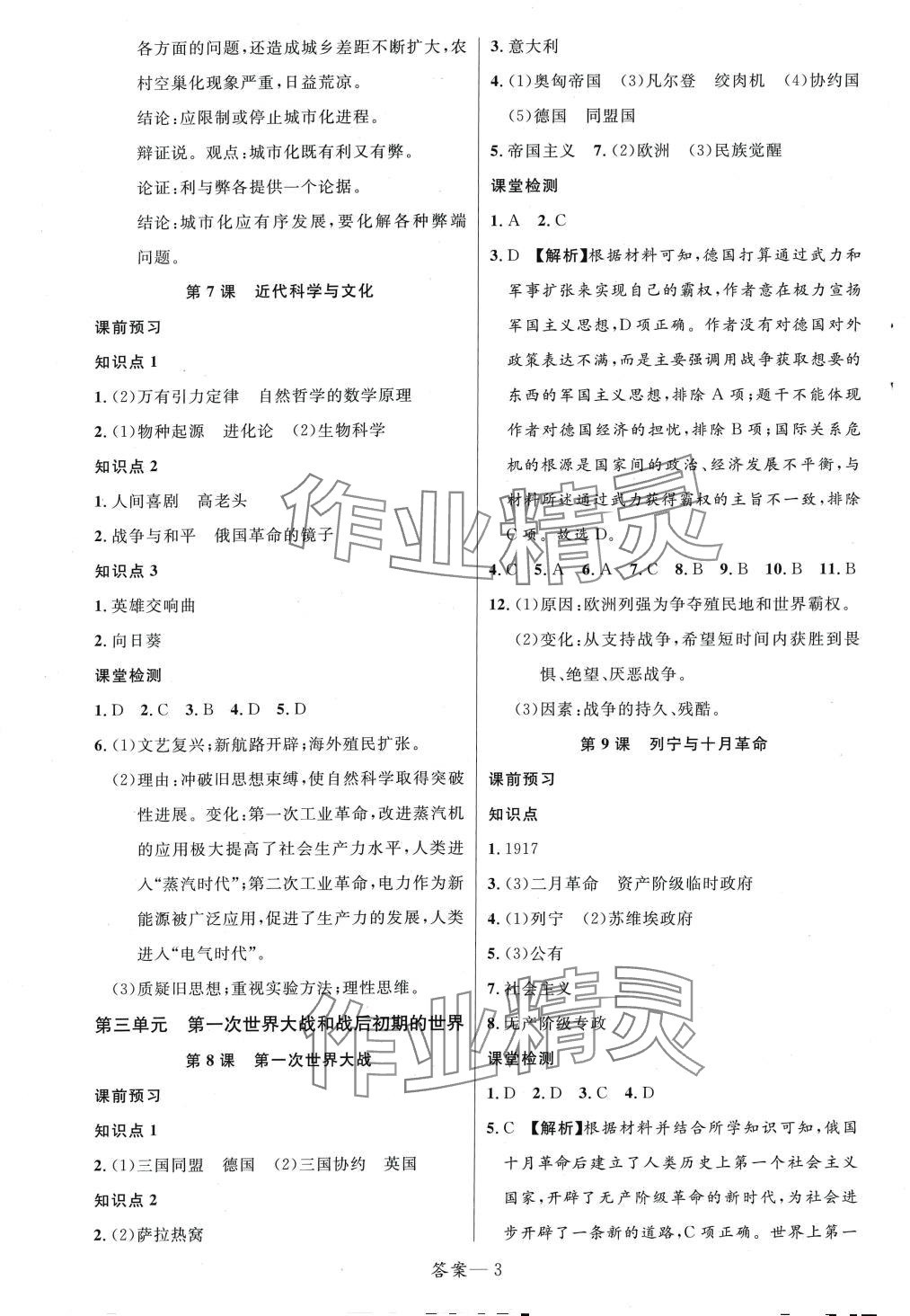 2024年一線調(diào)研學(xué)業(yè)測評九年級歷史下冊人教版 第3頁