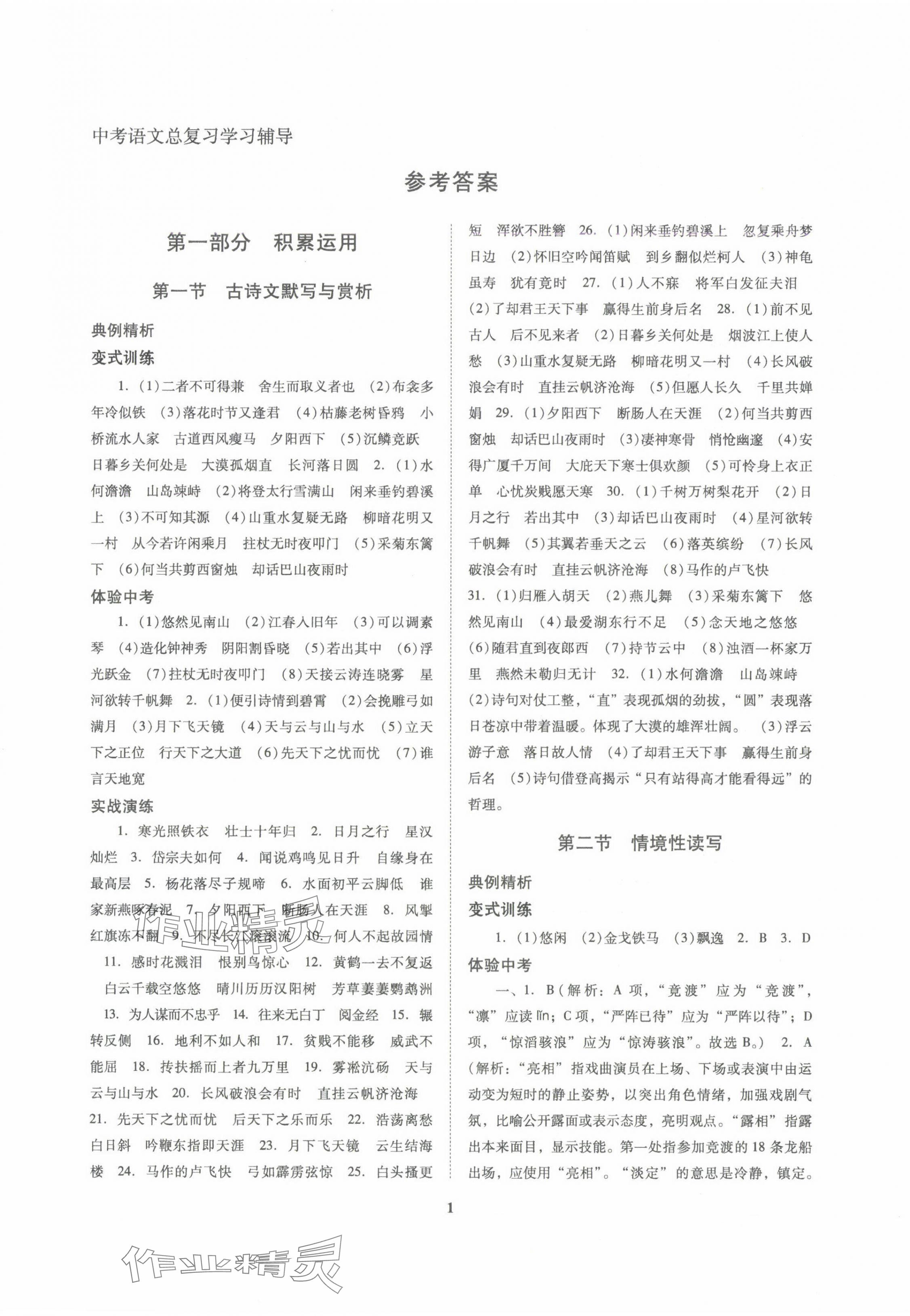 2025年中考语文总复习学习辅导 第1页