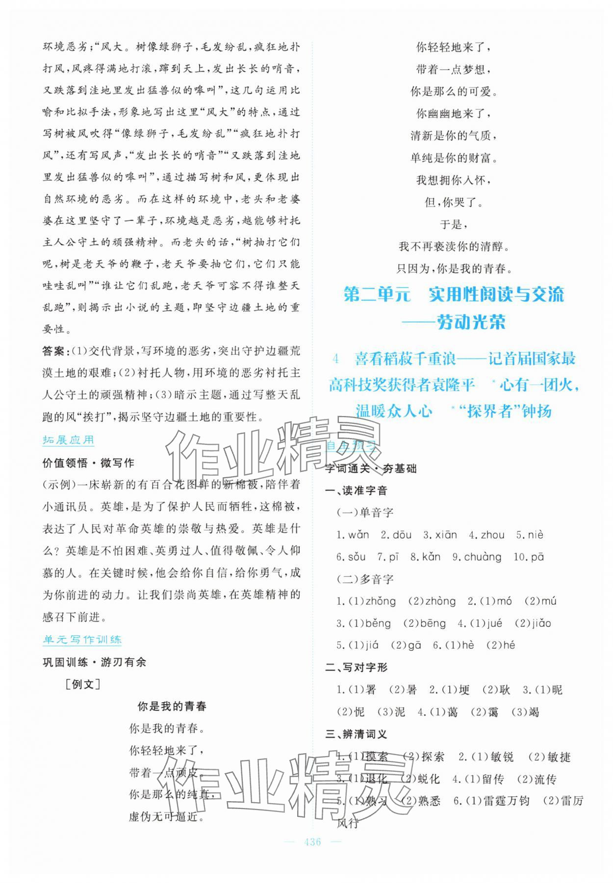 2024年優(yōu)佳學(xué)案高中語(yǔ)文必修上冊(cè)人教版 參考答案第6頁(yè)