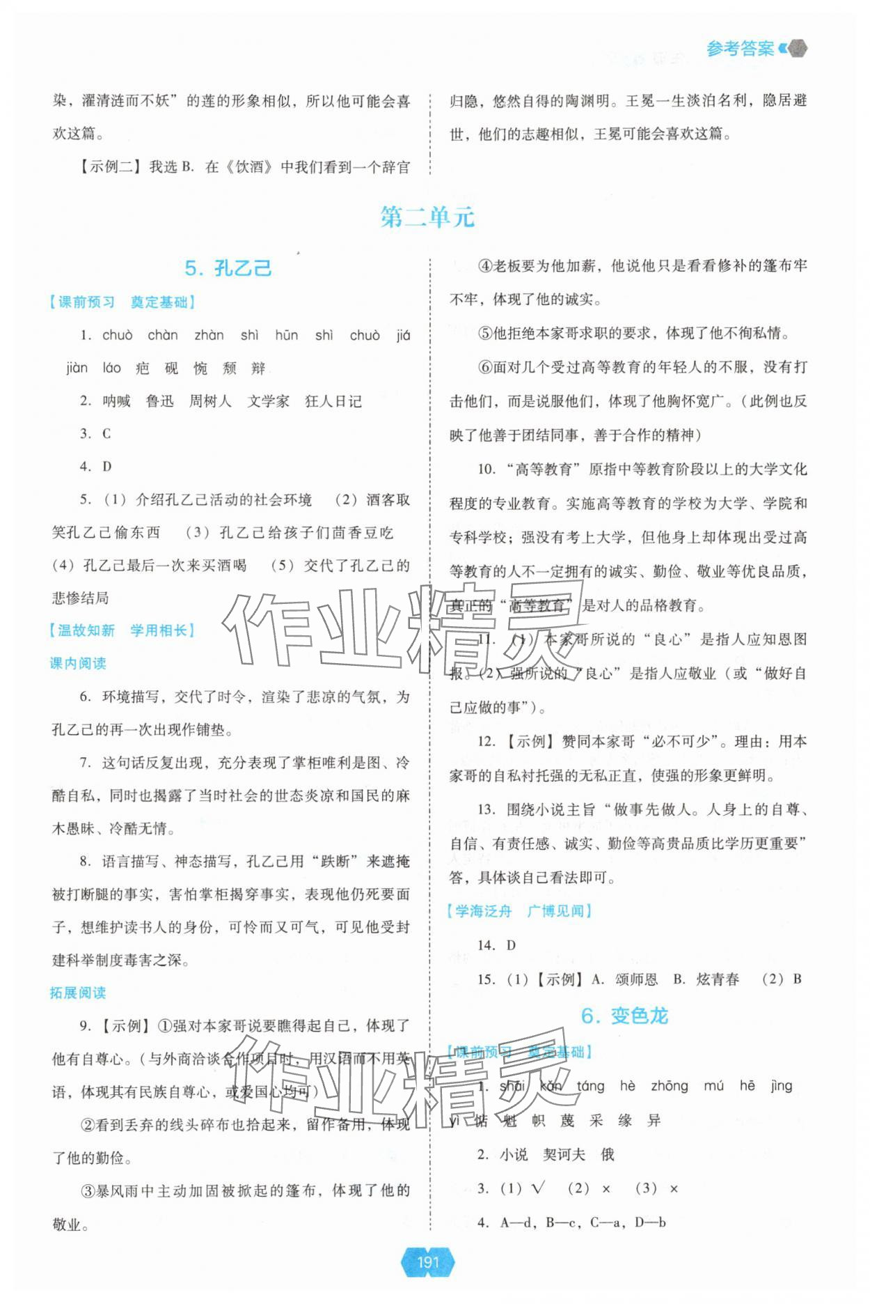 2025年新课程能力培养九年级语文下册人教版 参考答案第4页