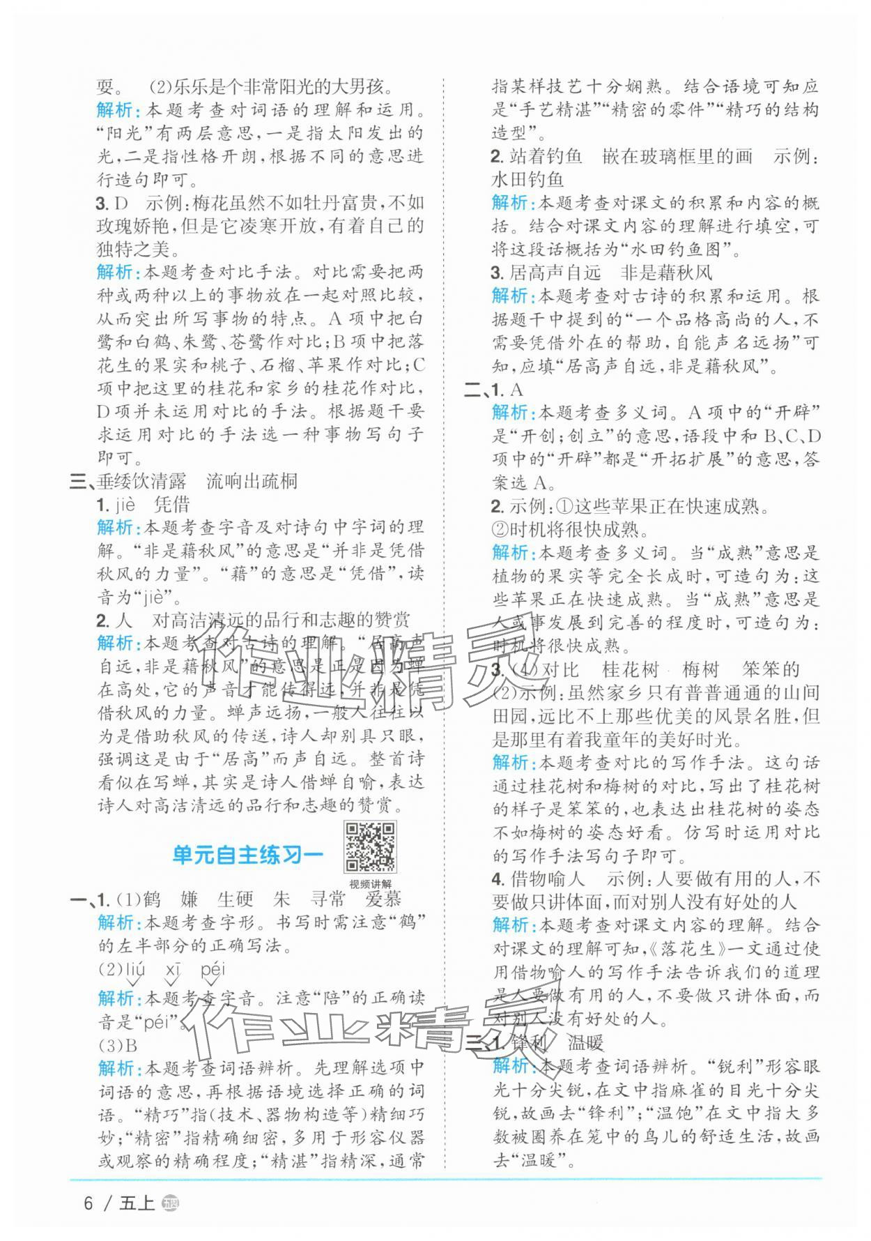 2025年陽光同學(xué)課時(shí)優(yōu)化作業(yè)五年級(jí)語文上冊人教版五四制 第6頁
