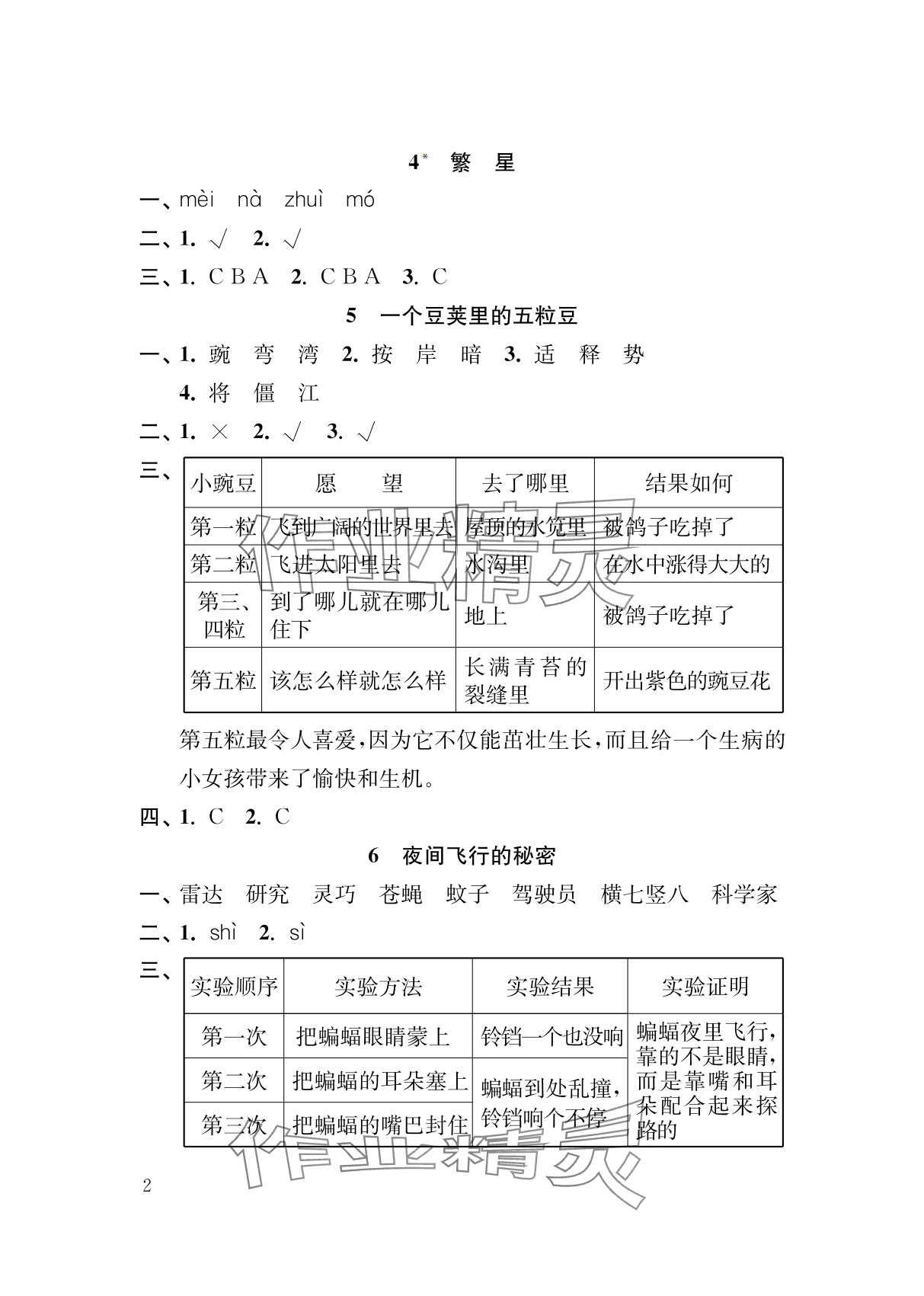 2025年补充习题江苏四年级语文上册人教版 参考答案第2页