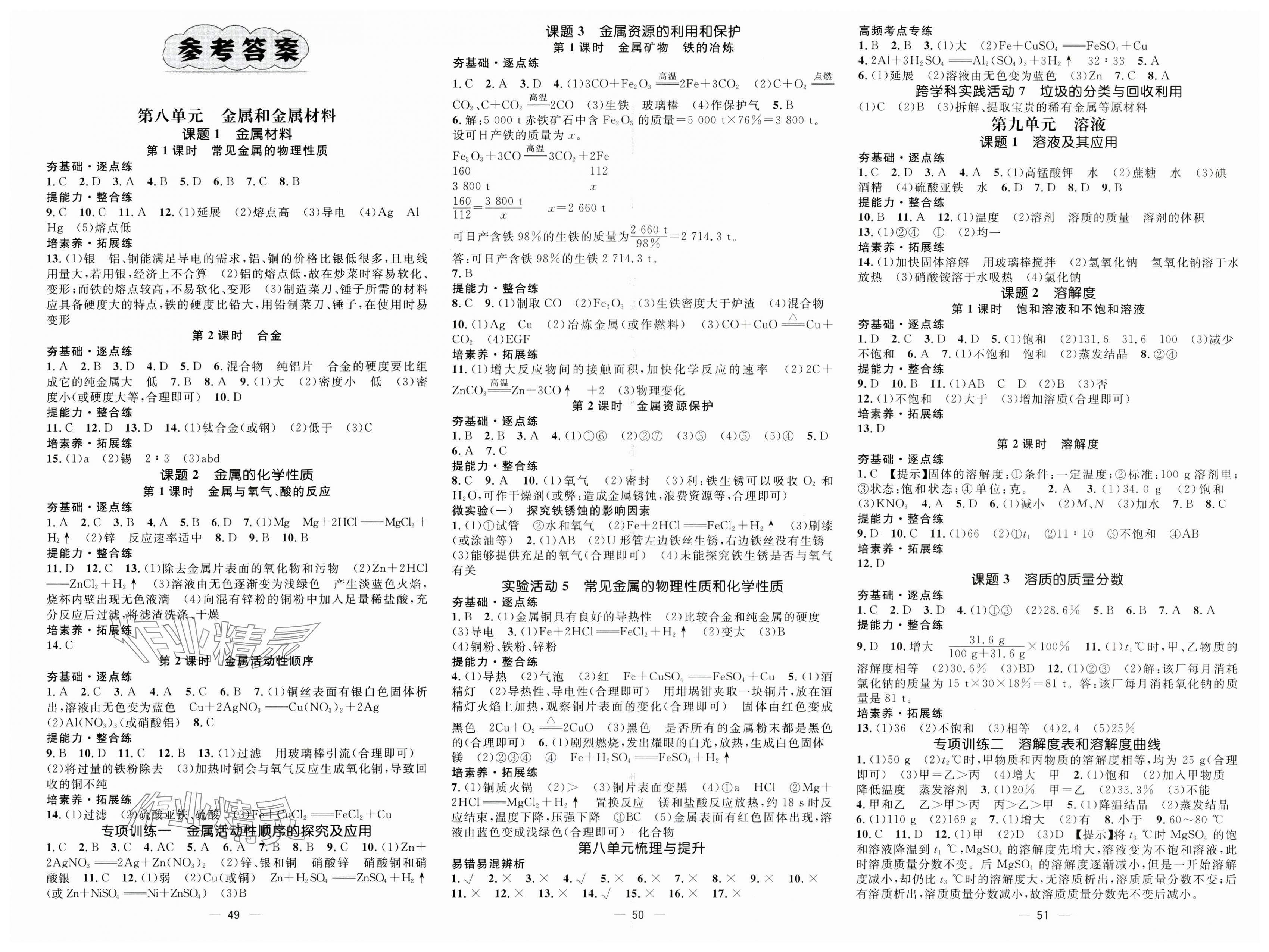 2025年精英新课堂九年级化学下册人教版 第1页