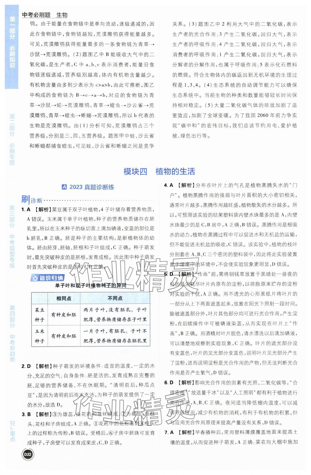 2024年中考必刷题开明出版社生物&nbsp;第22页