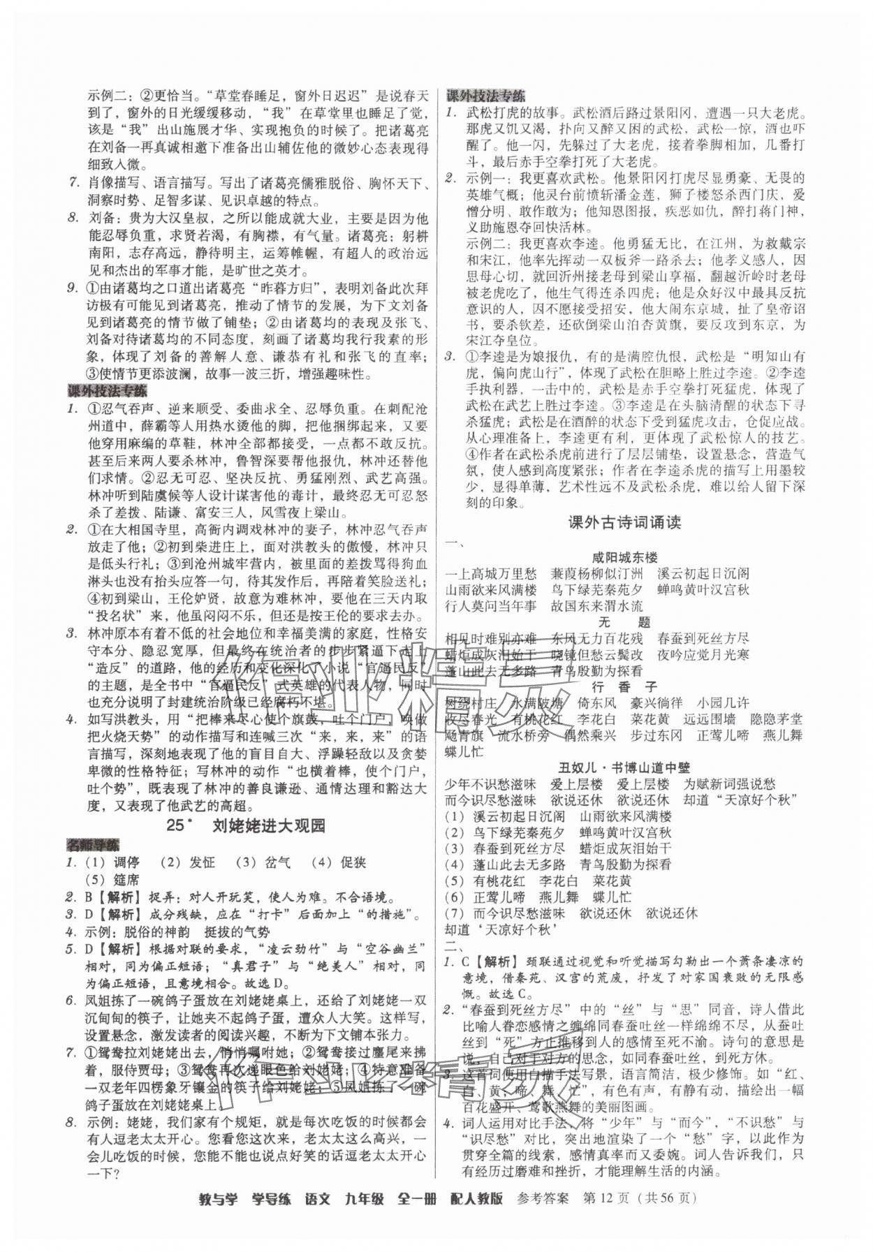2025年教與學(xué)學(xué)導(dǎo)練九年級(jí)語(yǔ)文全一冊(cè)人教版 第12頁(yè)