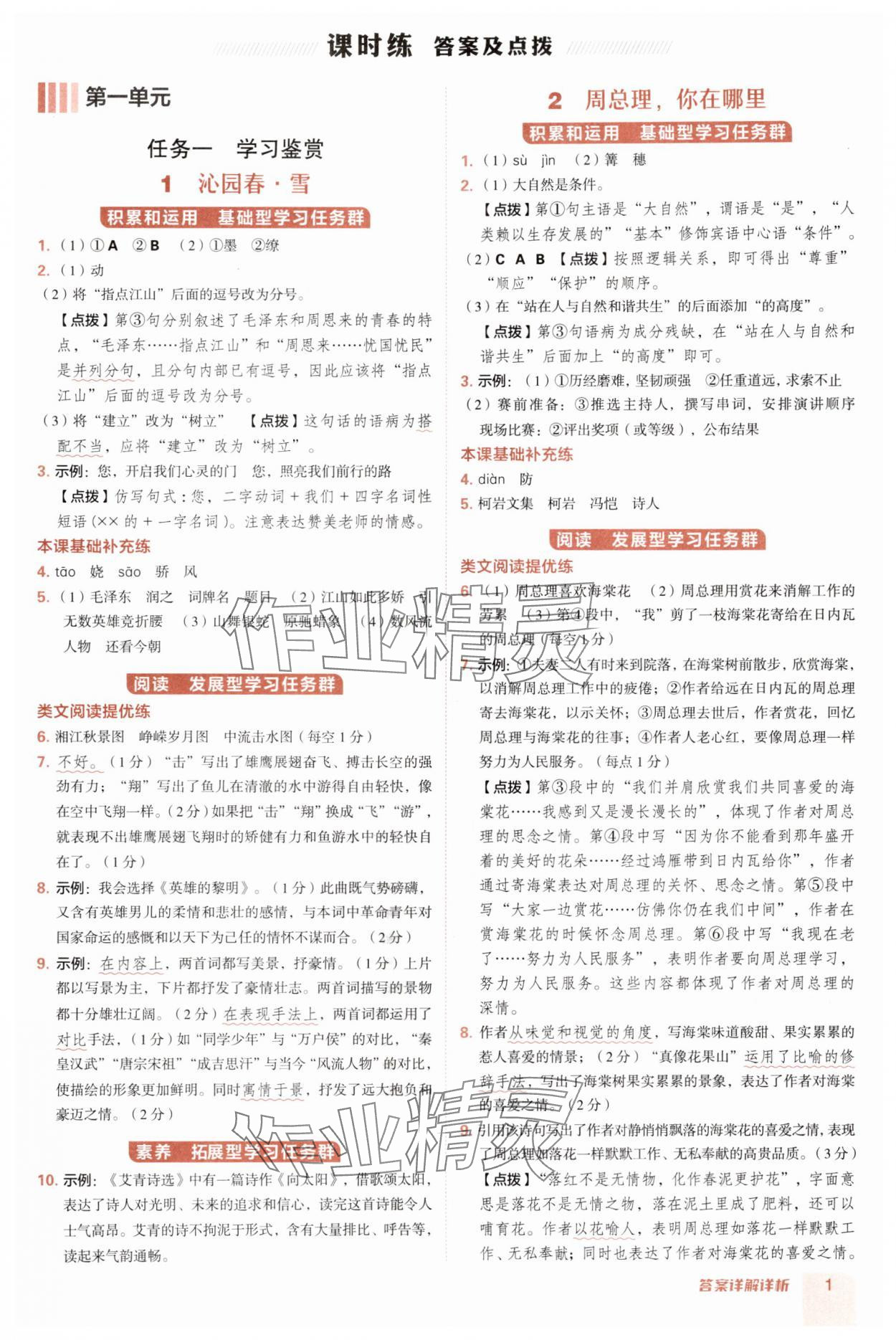 2025年综合应用创新题典中点九年级语文上册人教版陕西专版 第1页