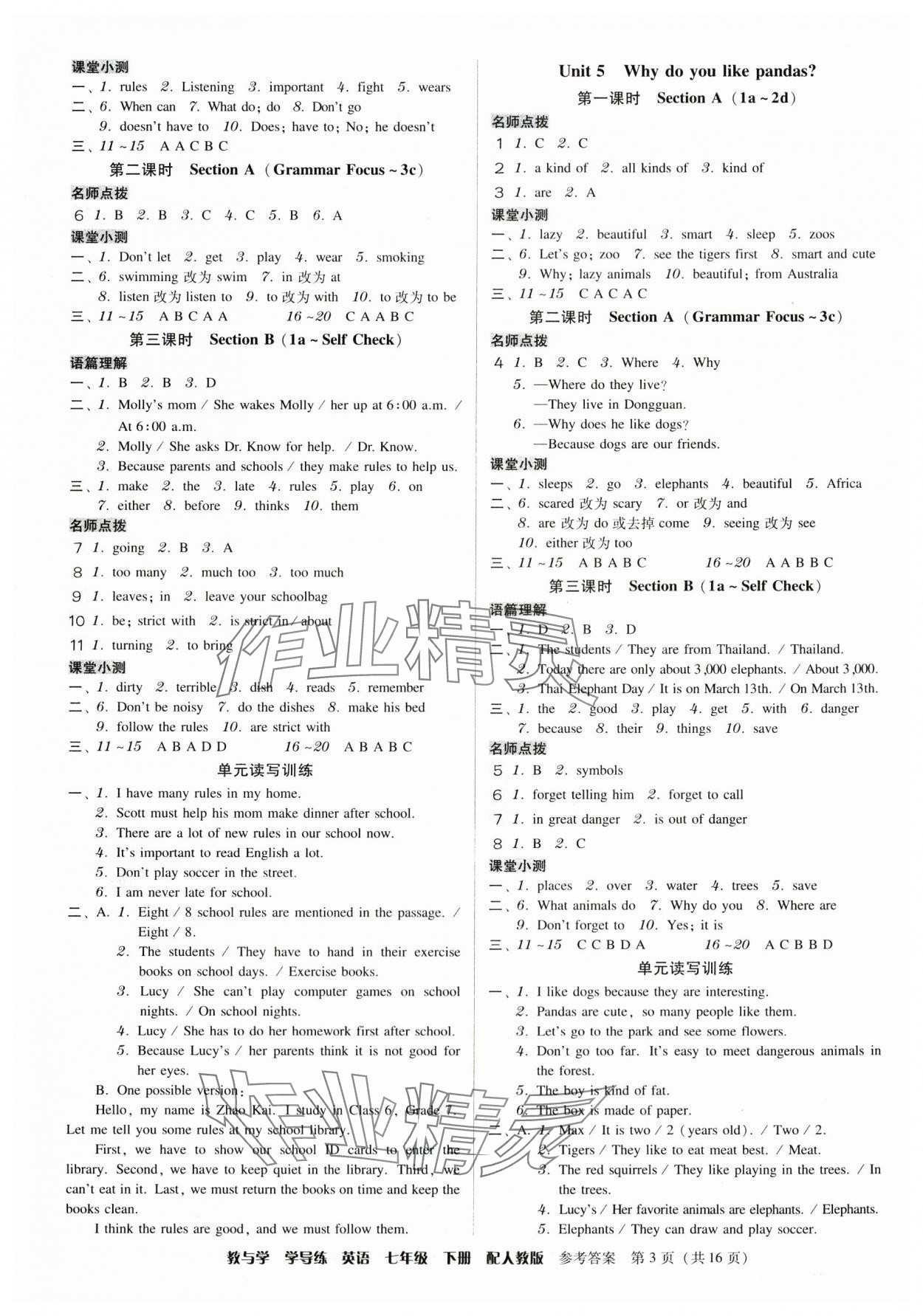 2024年教與學(xué)學(xué)導(dǎo)練七年級英語下冊人教版 第3頁