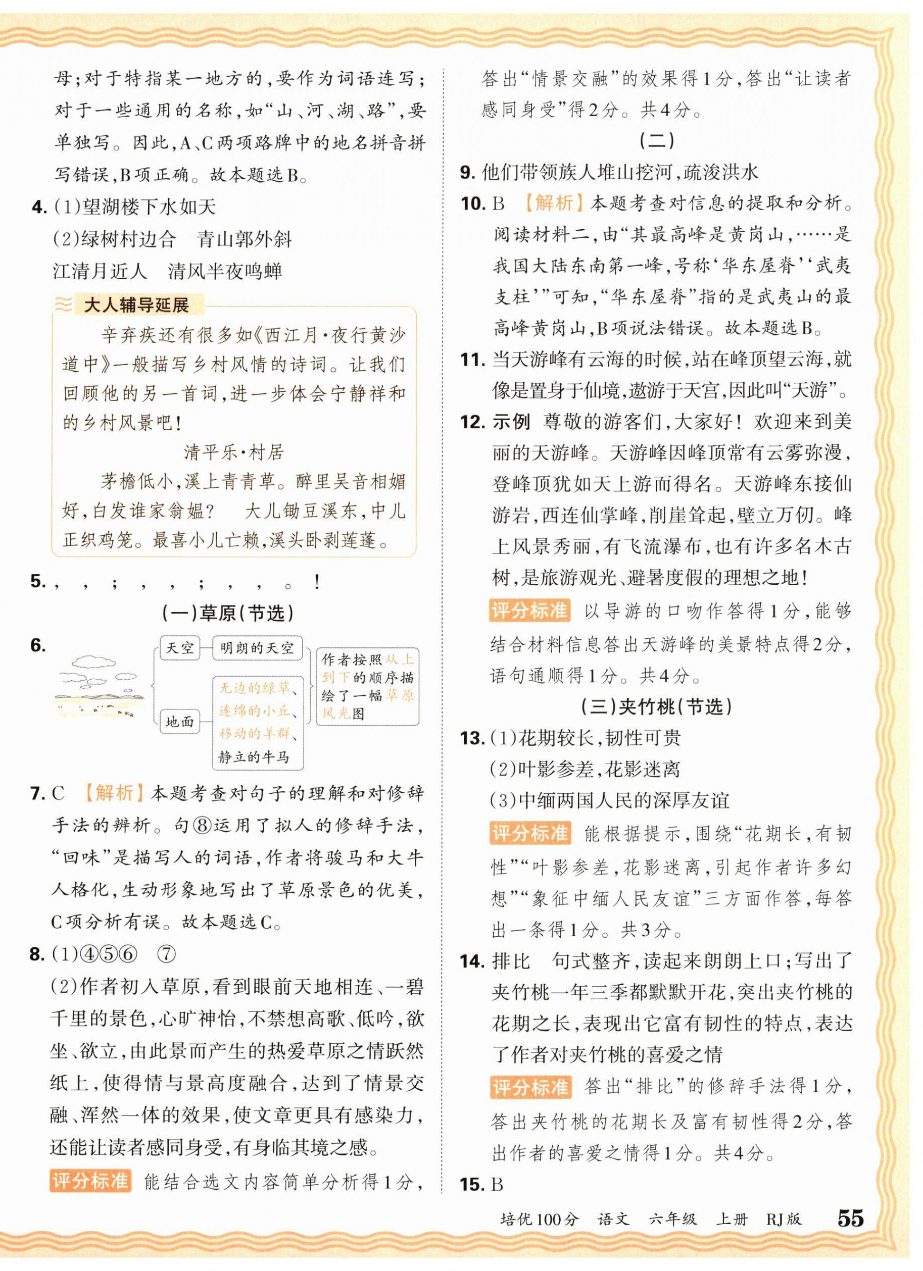 2025年王朝霞培優(yōu)100分六年級語文上冊人教版 參考答案第2頁