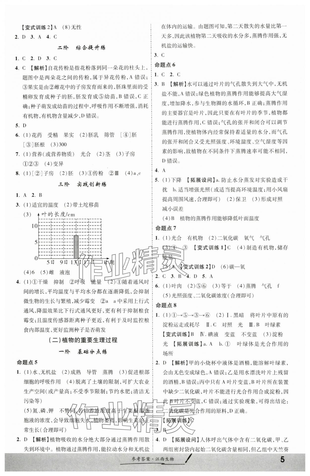 2024年一战成名考前新方案生物江西专版 参考答案第5页