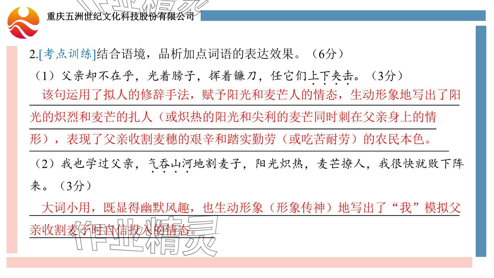 2024年學(xué)習(xí)指要綜合本九年級(jí)語文 參考答案第43頁