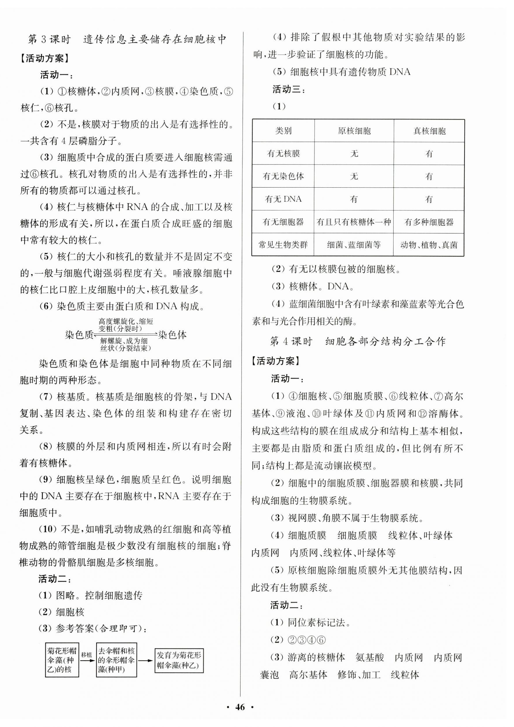 2024年活動單導學課程高中生物必修1蘇教版 參考答案第6頁