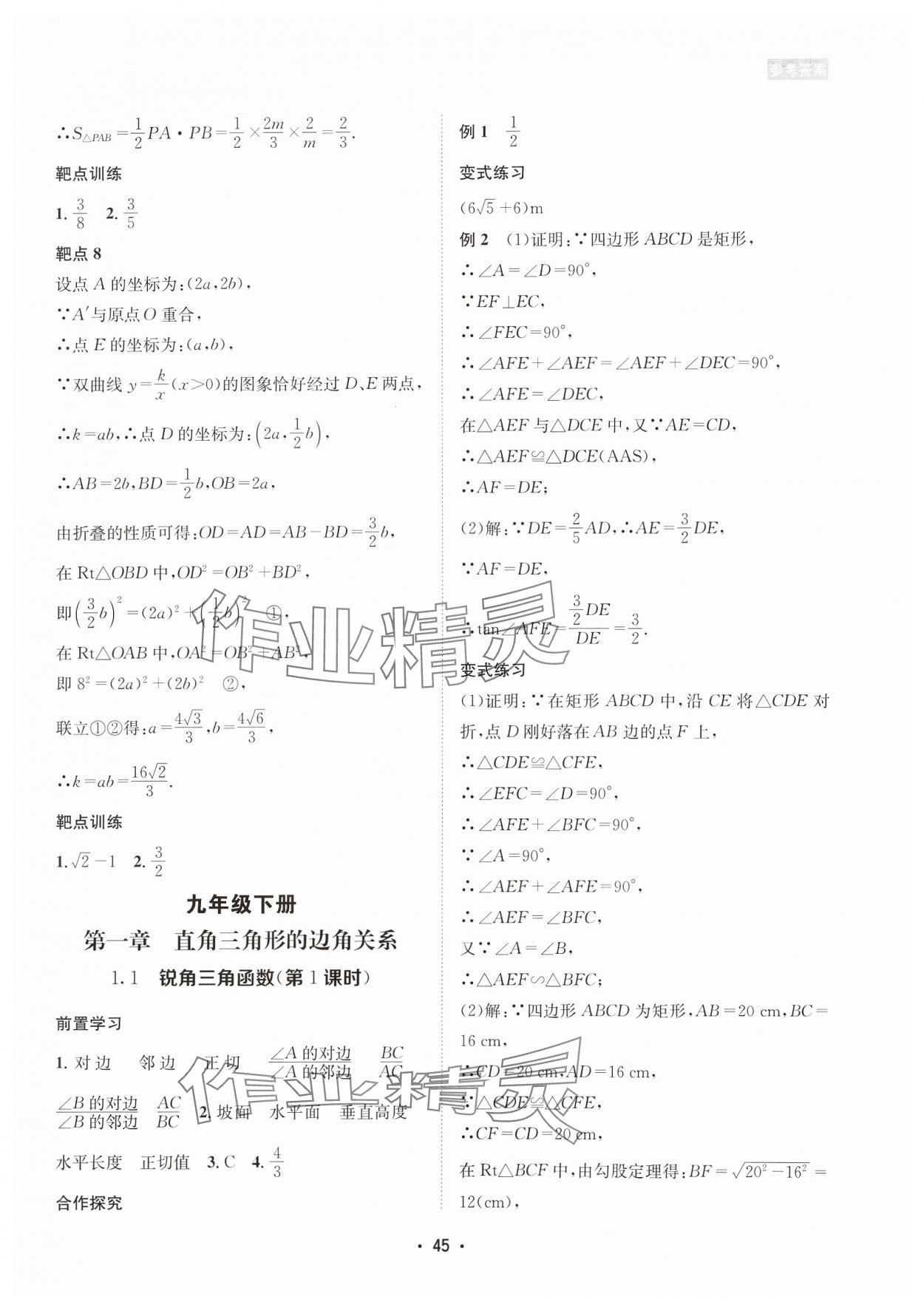 2023年數(shù)學(xué)愛(ài)好者同步訓(xùn)練九年級(jí)全一冊(cè)北師大版 參考答案第45頁(yè)