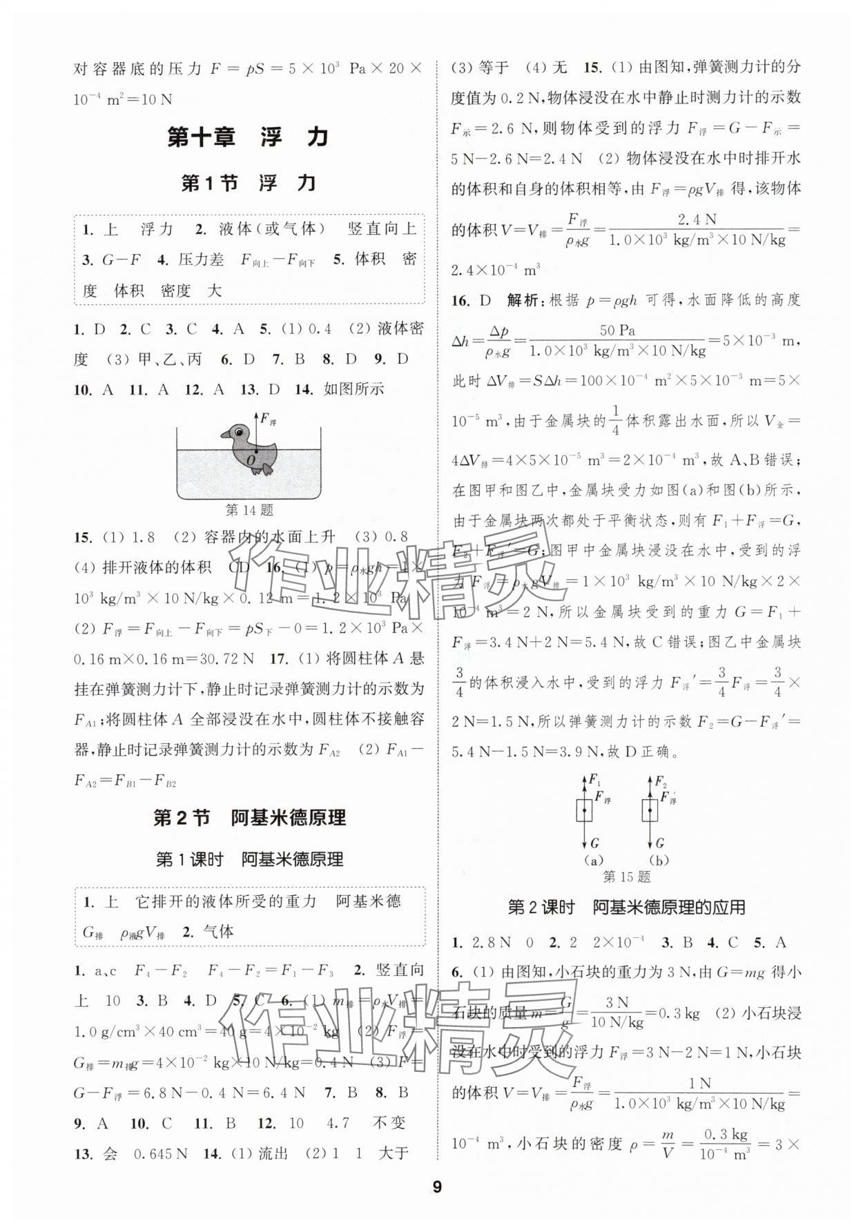 2024年通城学典课时作业本八年级物理下册人教版 参考答案第8页