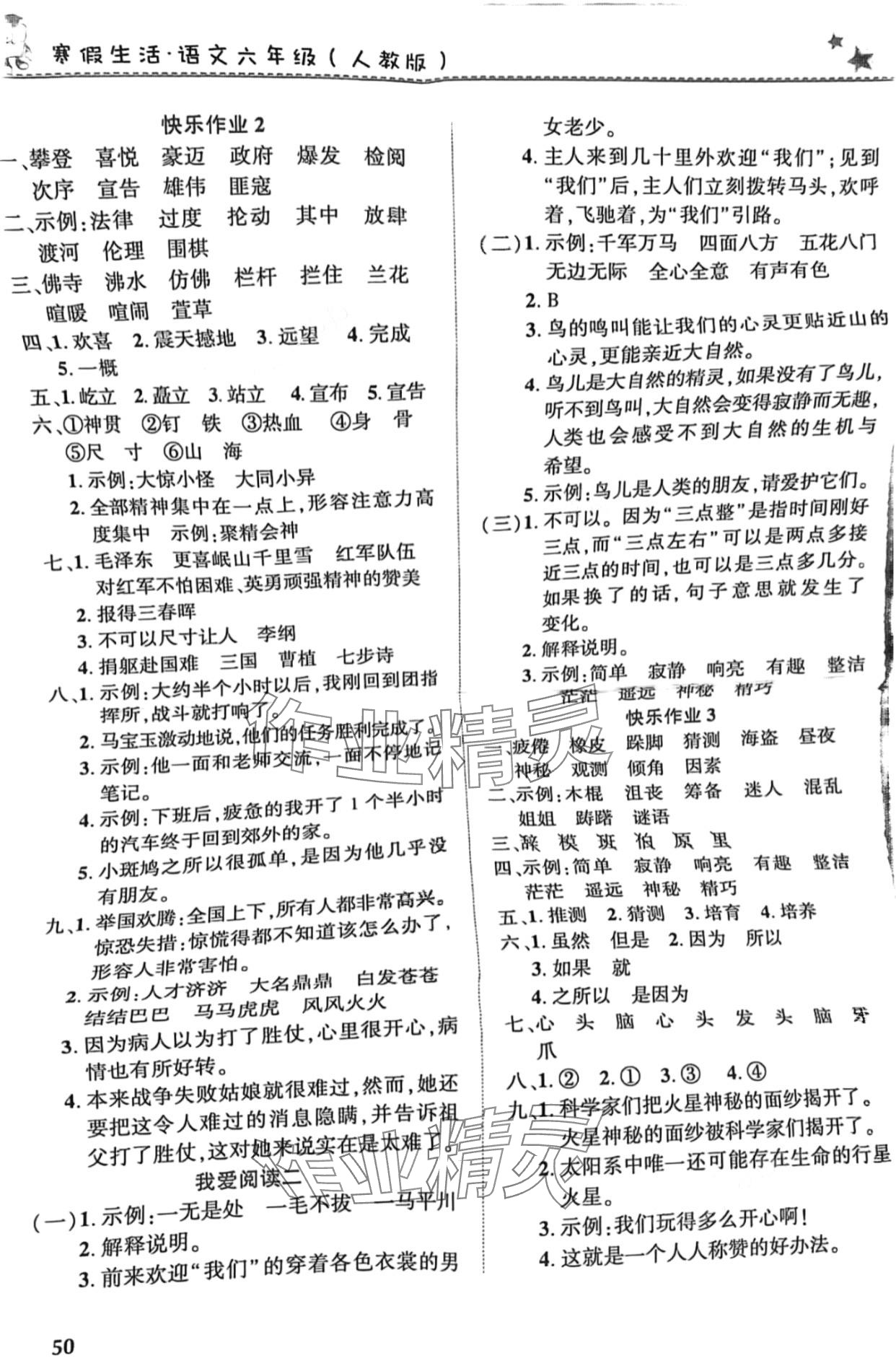 2024年寒假生活河南教育電子音像出版社六年級語文人教版 第2頁