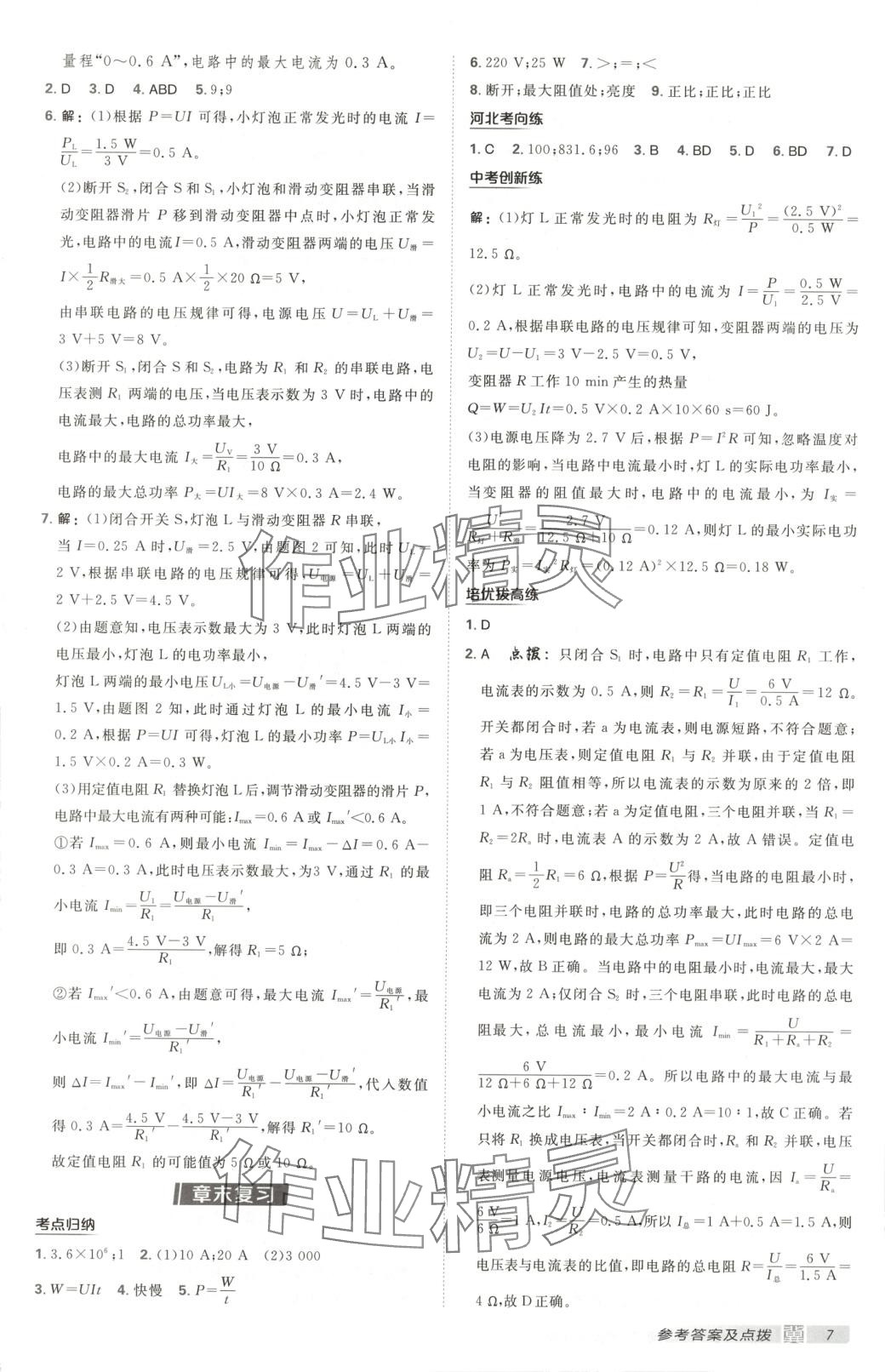 2025年点拨训练九年级物理下册人教版河北专版 第7页