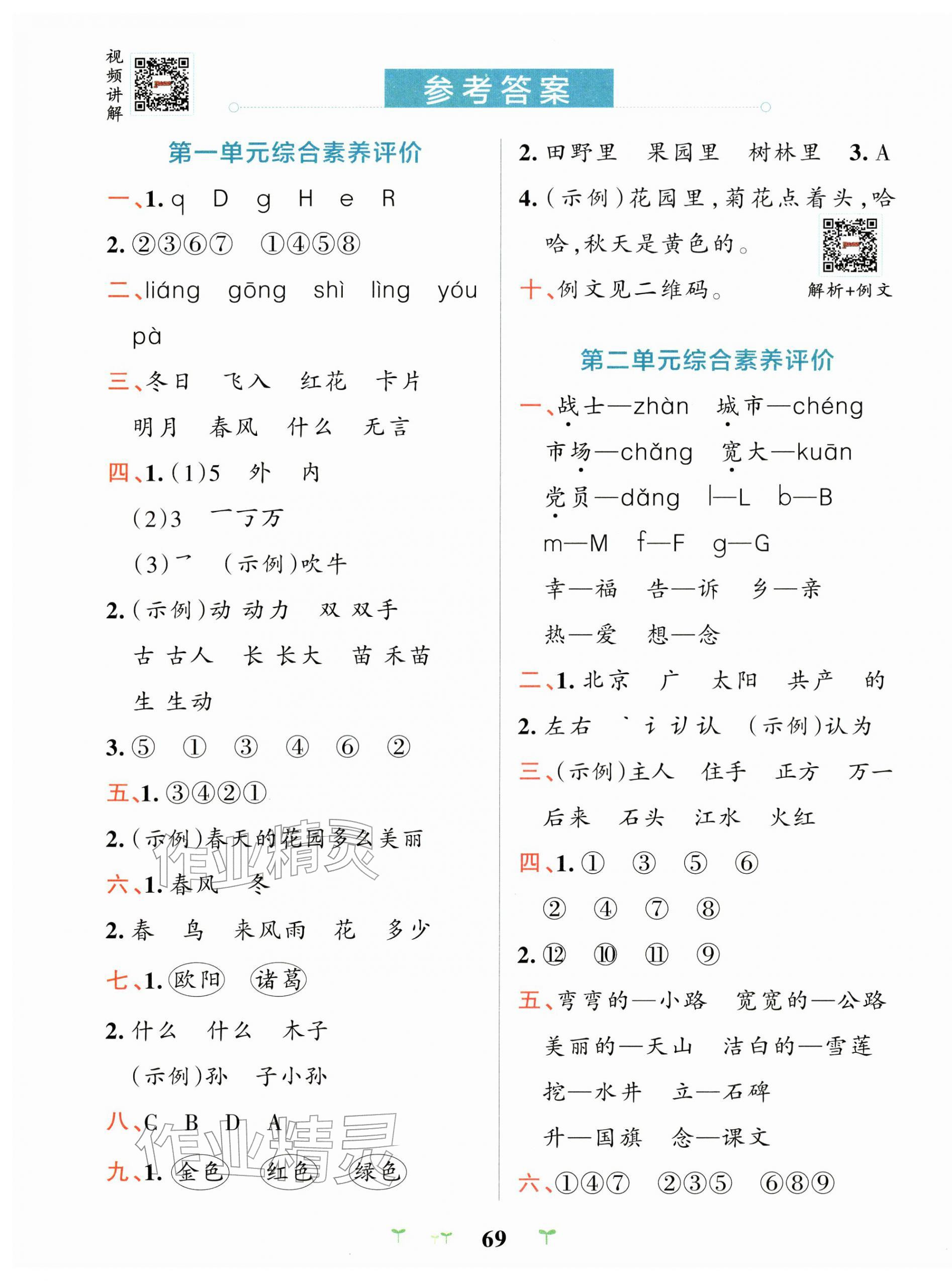 2026年小学学霸冲A卷一年级语文下册人教版&nbsp;第1页