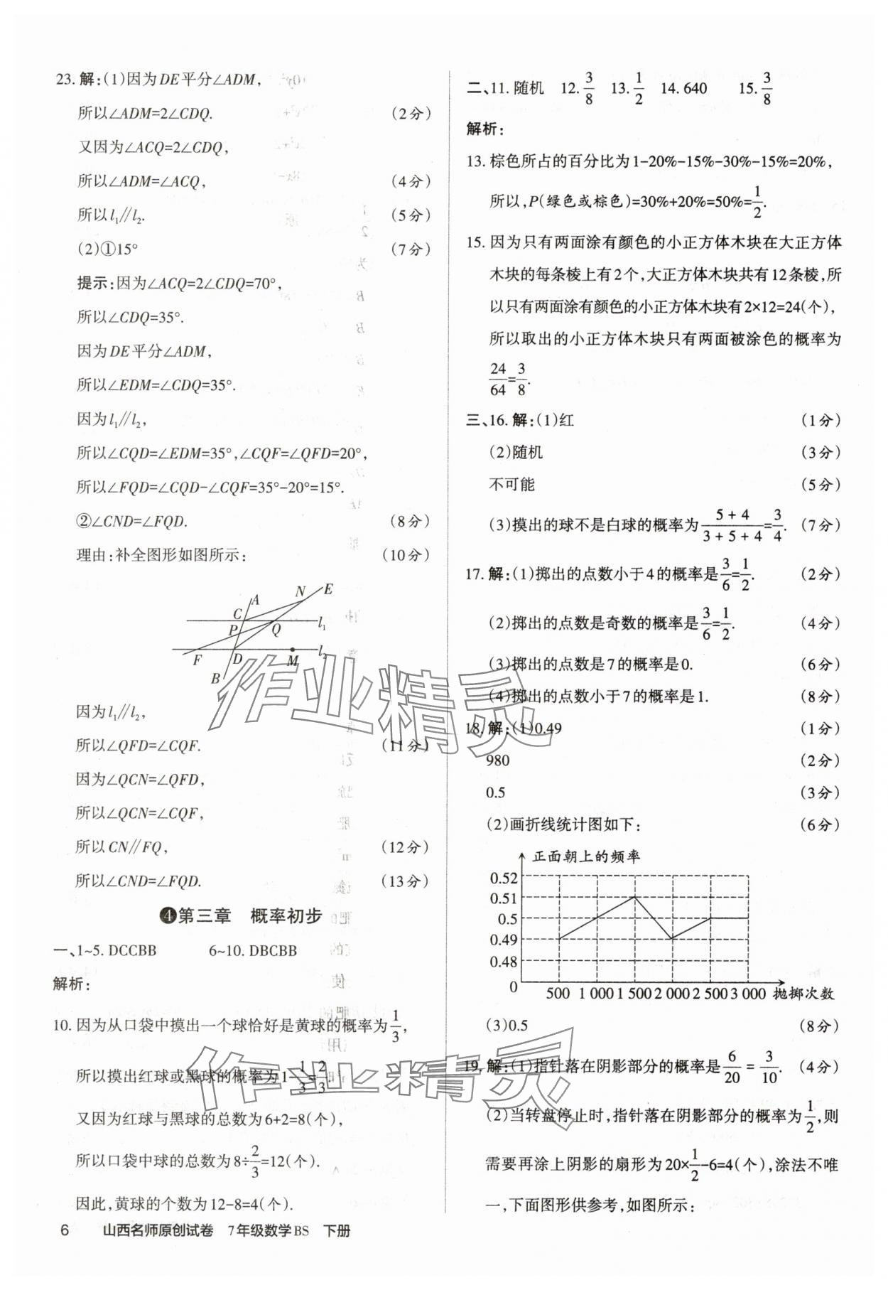 2025年山西名師原創試卷七年級數學下冊北師大版 參考答案第6頁