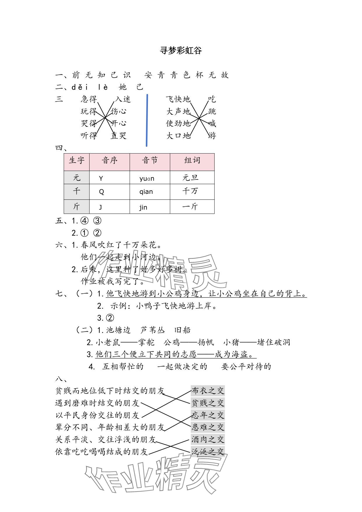 2025年暑假作業(yè)安徽少年兒童出版社一年級語文人教版 參考答案第2頁