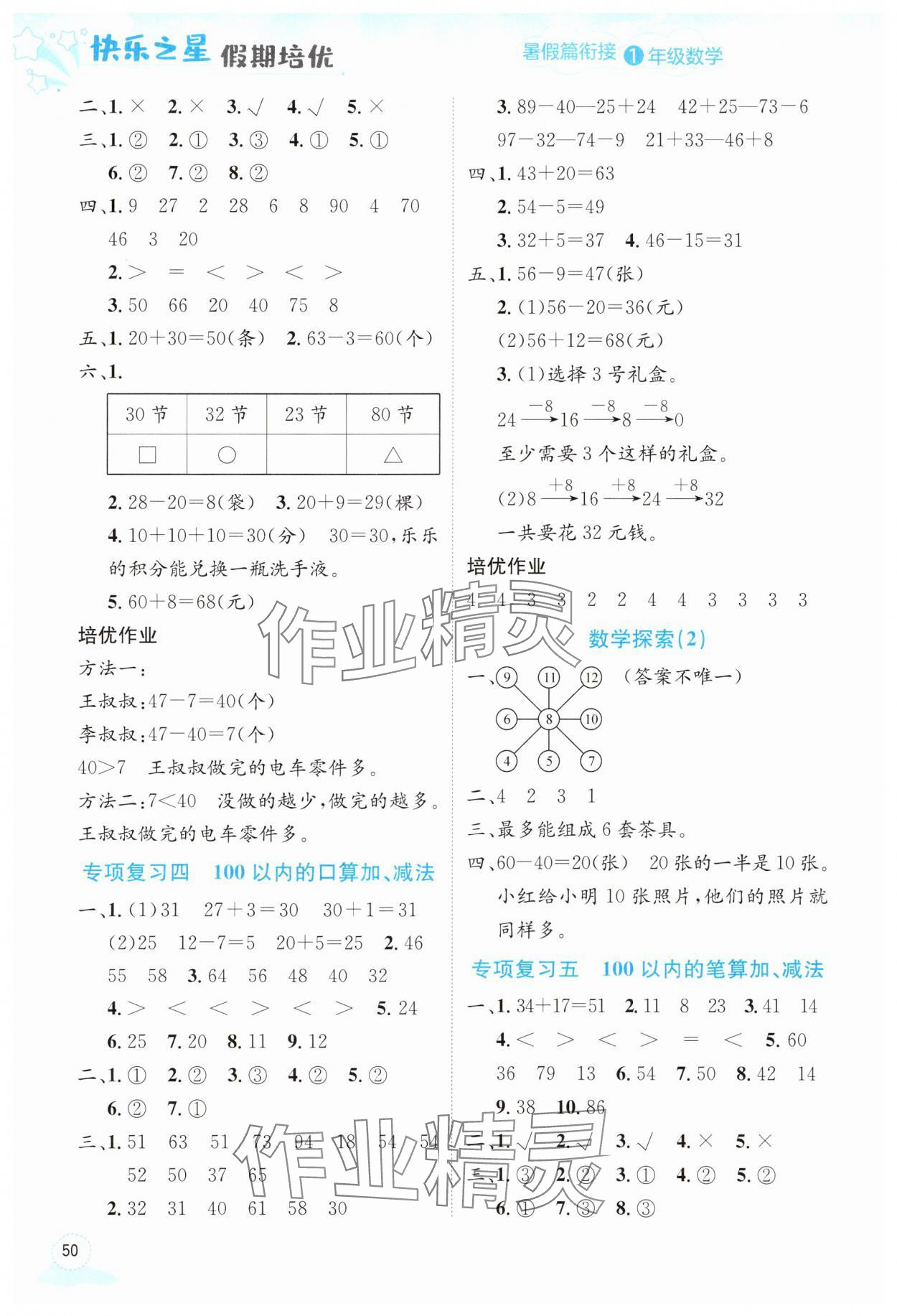 2025年快乐之星假期培优暑假版一年级数学 第2页