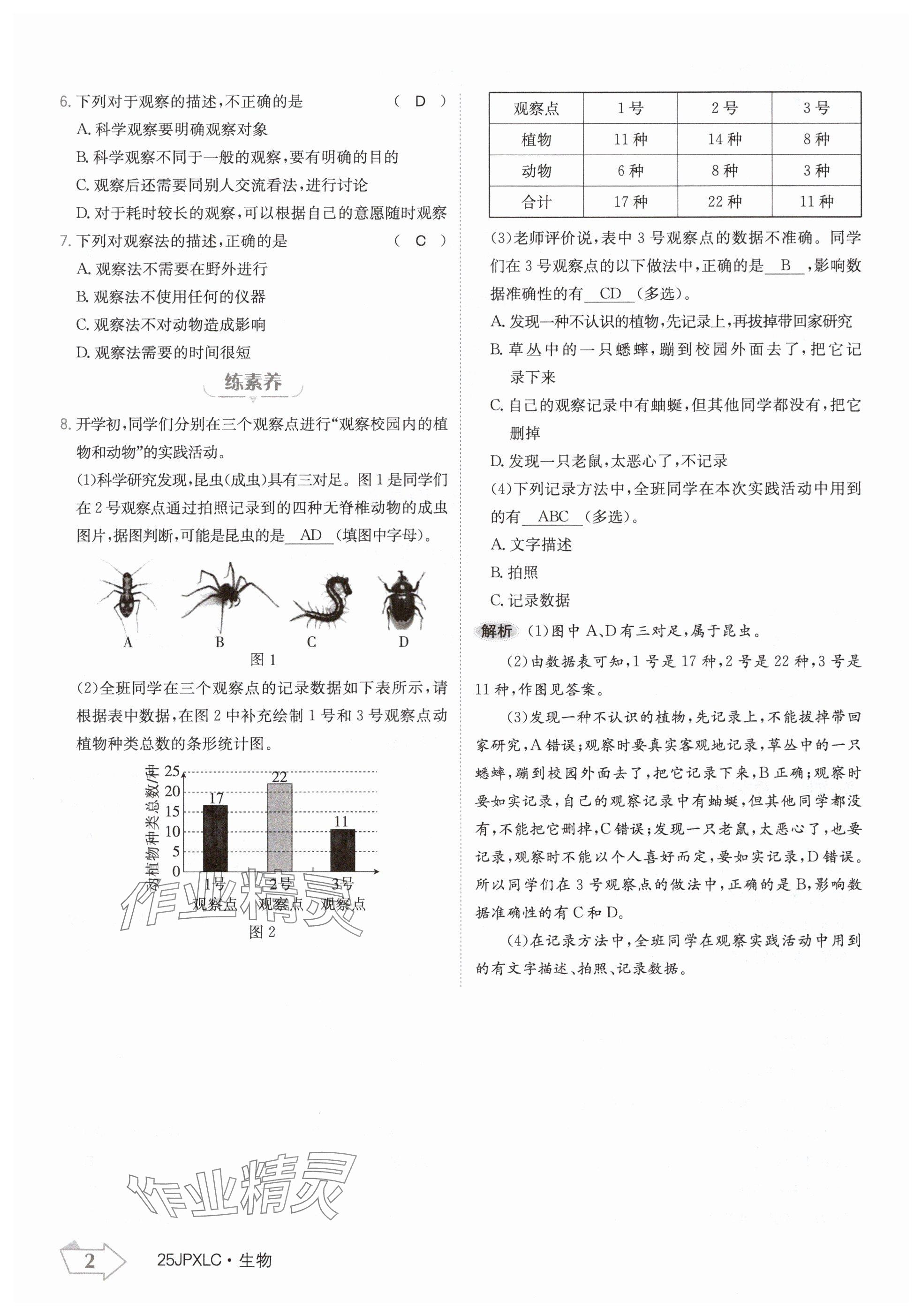 2024年金牌學練測七年級生物上冊人教版 參考答案第2頁