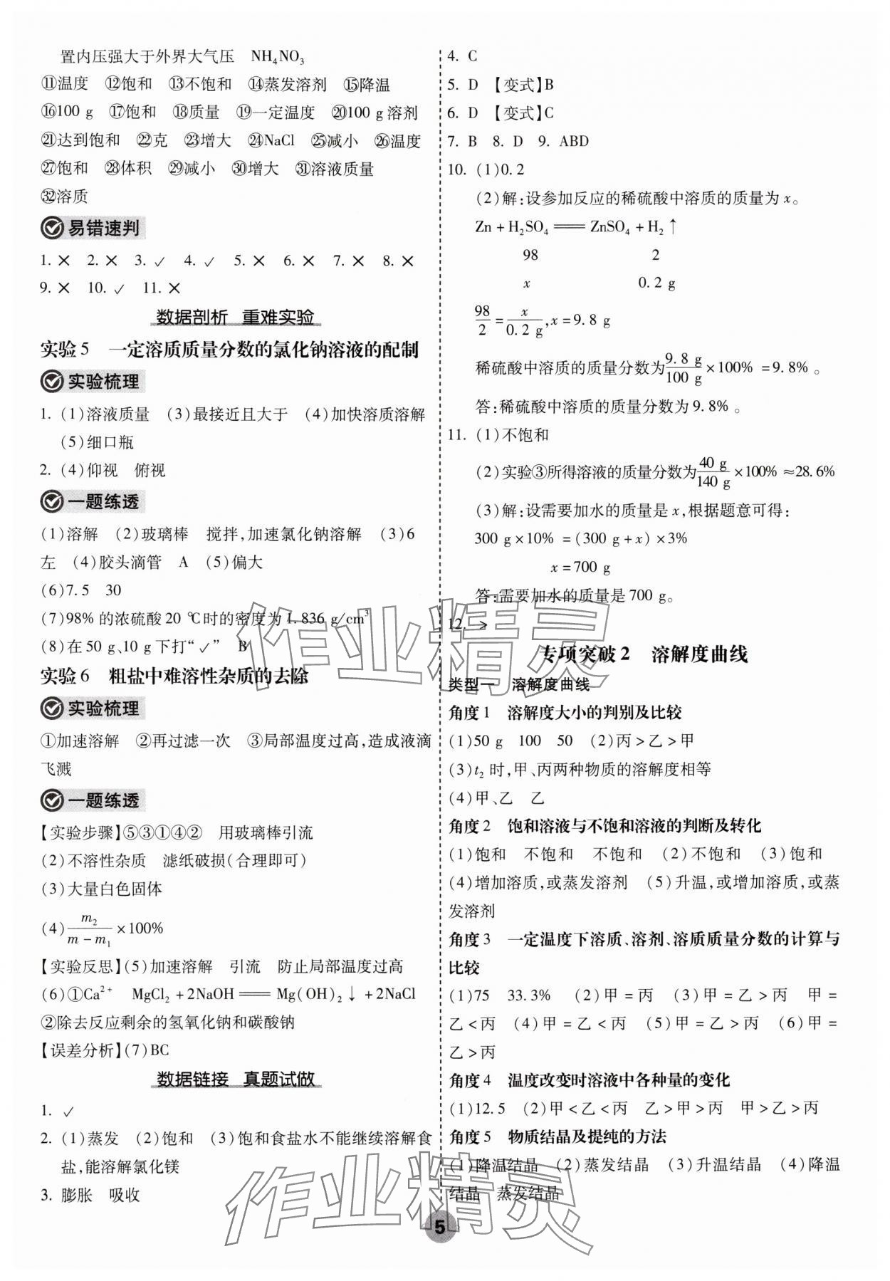 2025年中考大數(shù)據(jù)化學(xué)中考河北專版&nbsp;參考答案第5頁(yè)