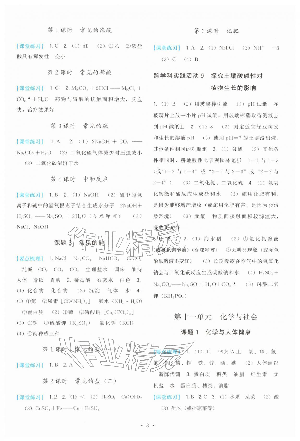 2026年顶尖课课练九年级化学下册人教版&nbsp;第3页