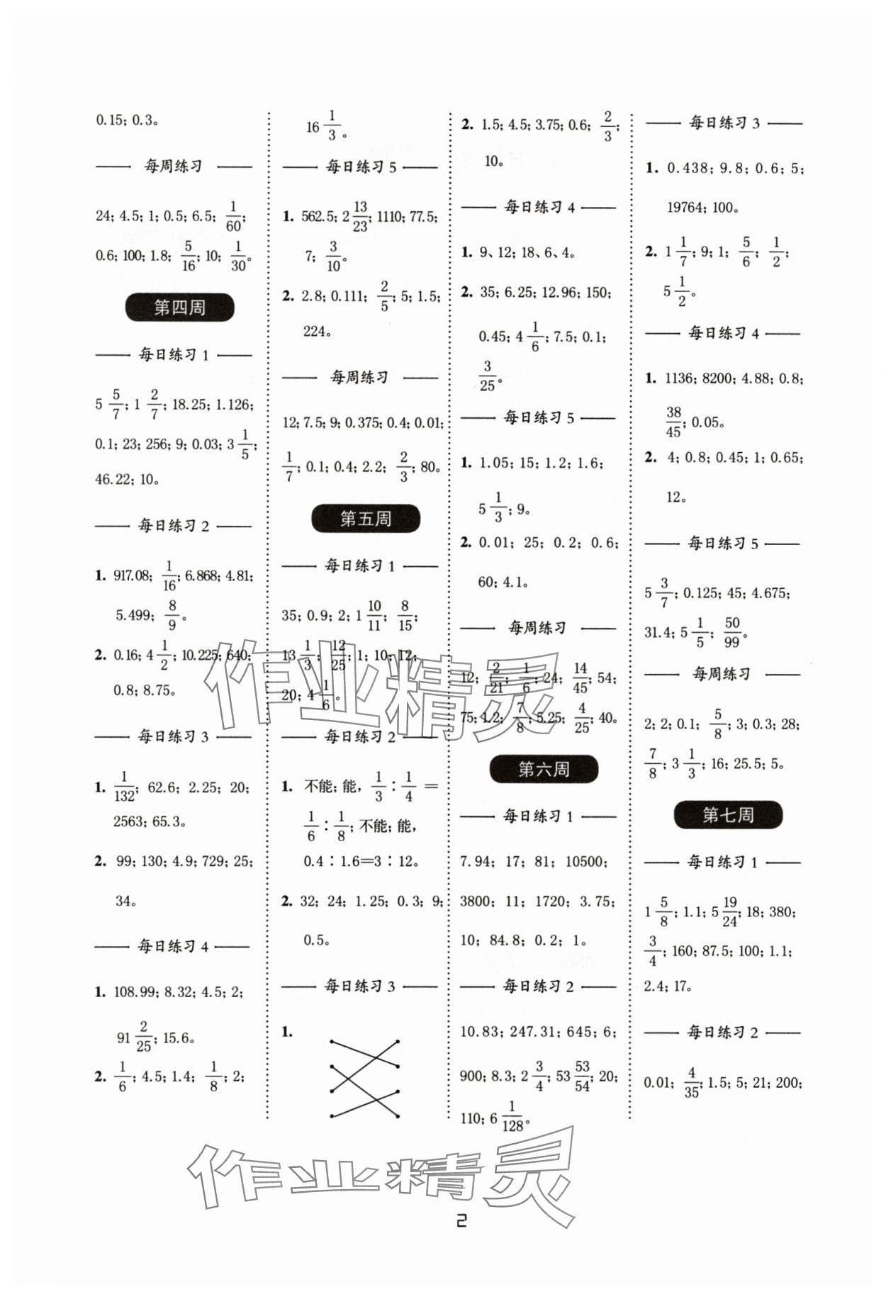 2024年計算百分百六年級數(shù)學(xué)下冊蘇教版 第2頁