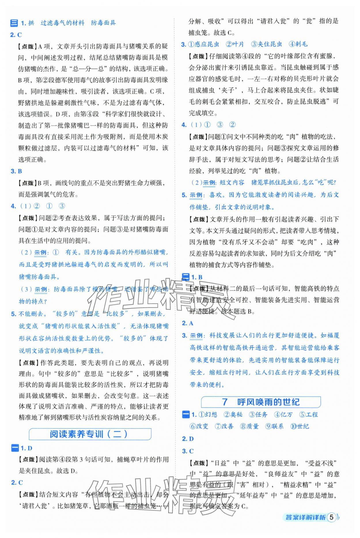 2025年综合应用创新题典中点四年级语文上册人教版福建专版 参考答案第5页