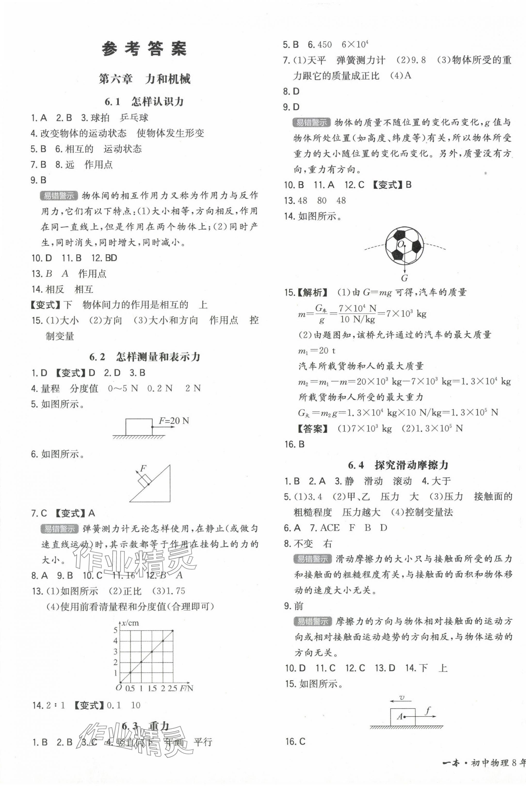 2024年一本初中同步一本訓(xùn)練方案八年級(jí)初中物理下冊(cè)滬粵版 第1頁